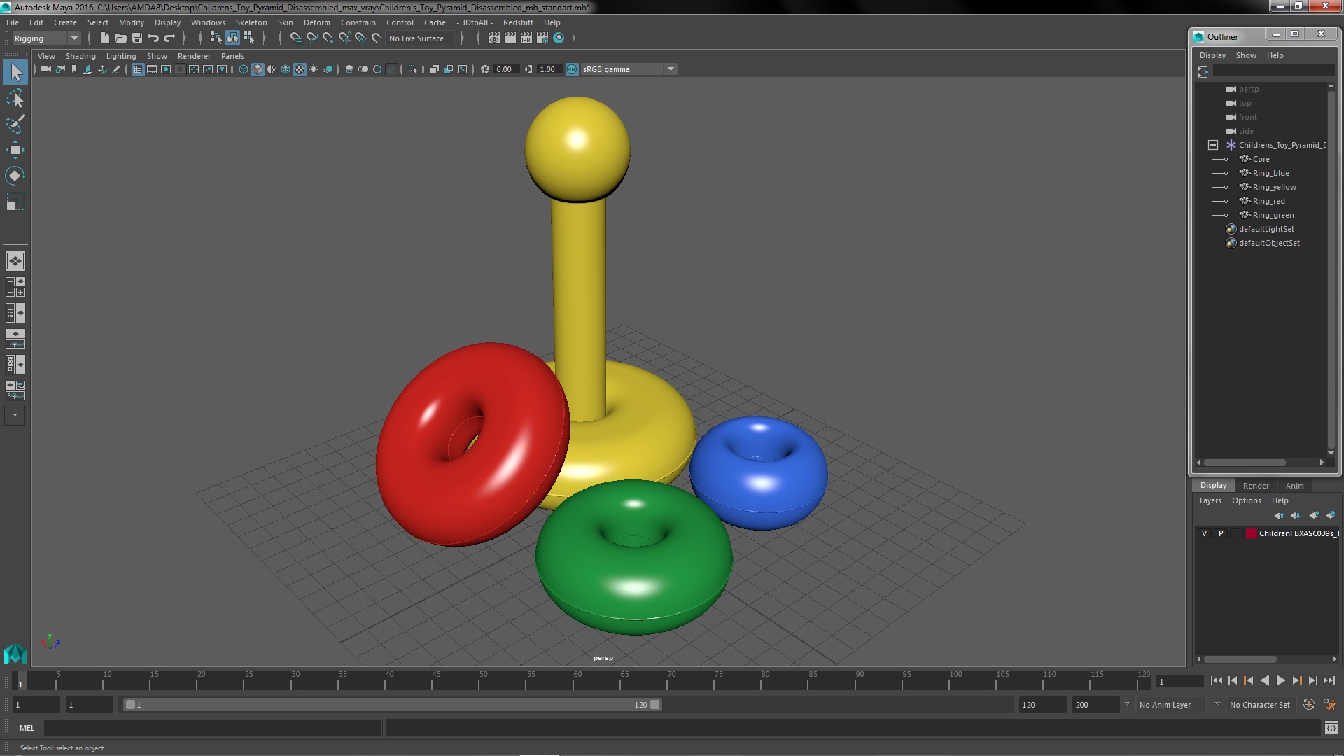 3D model Children's Toy Pyramid Disassembled