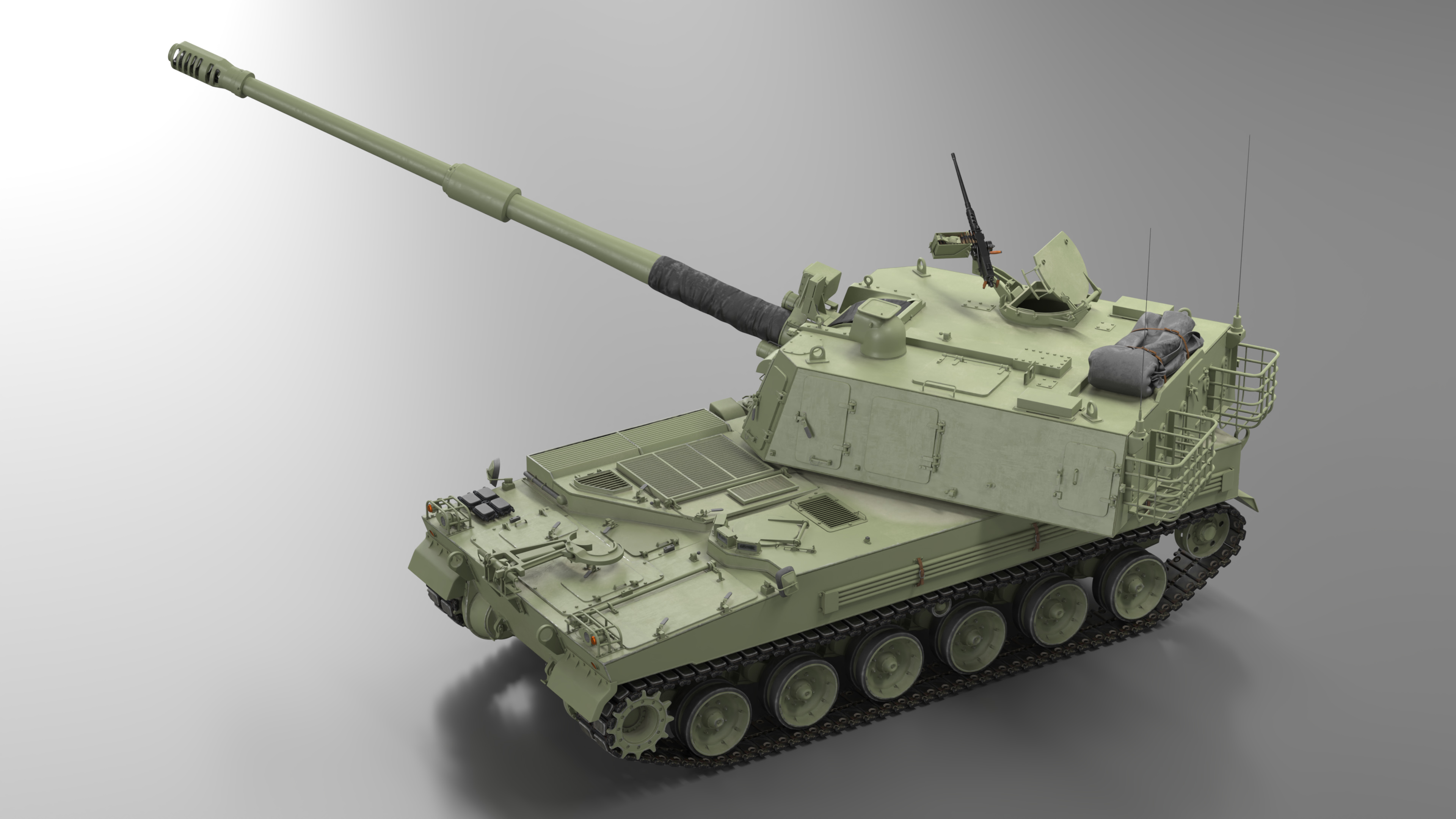 Self Propelled Artillery System Rigged for Cinema 4D 3D