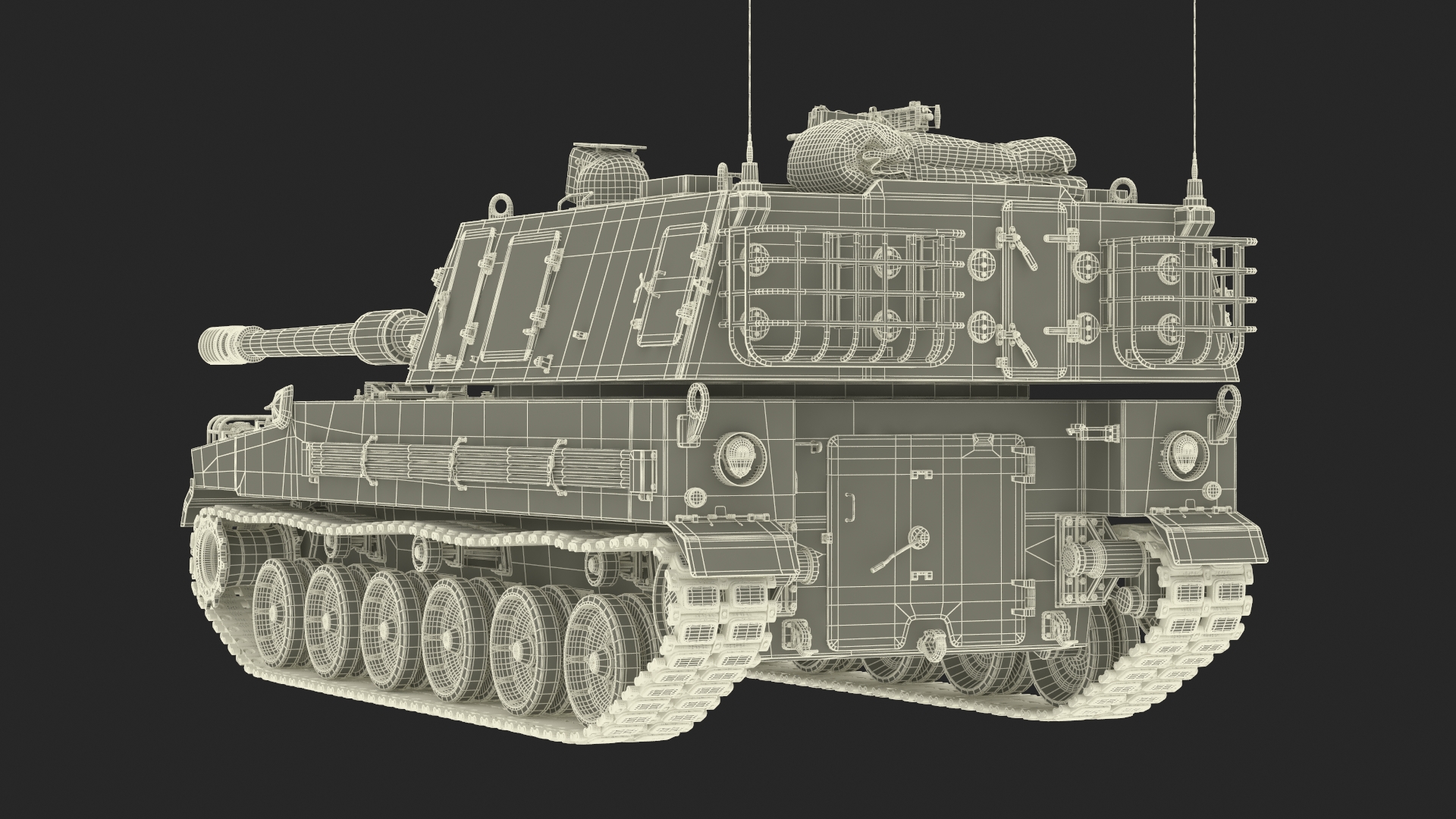 Self Propelled Artillery System Rigged for Cinema 4D 3D