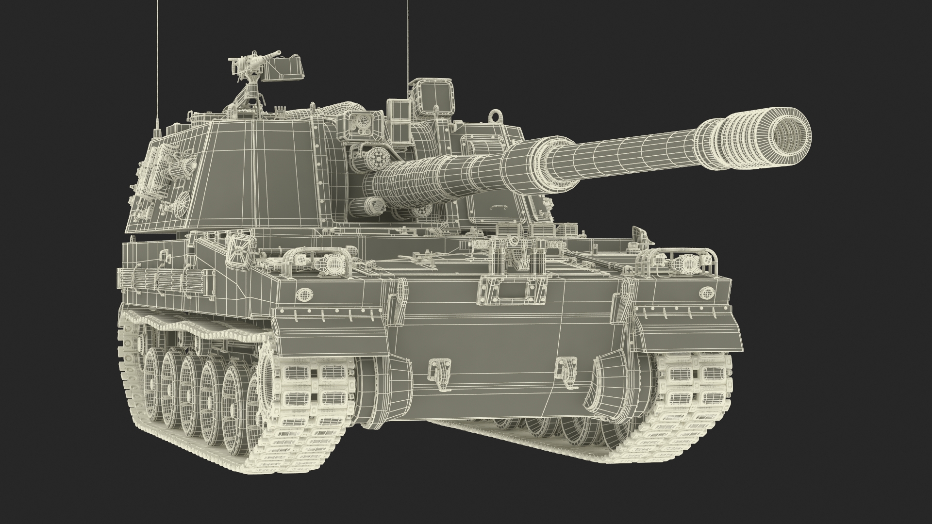 Self Propelled Artillery System Rigged for Cinema 4D 3D