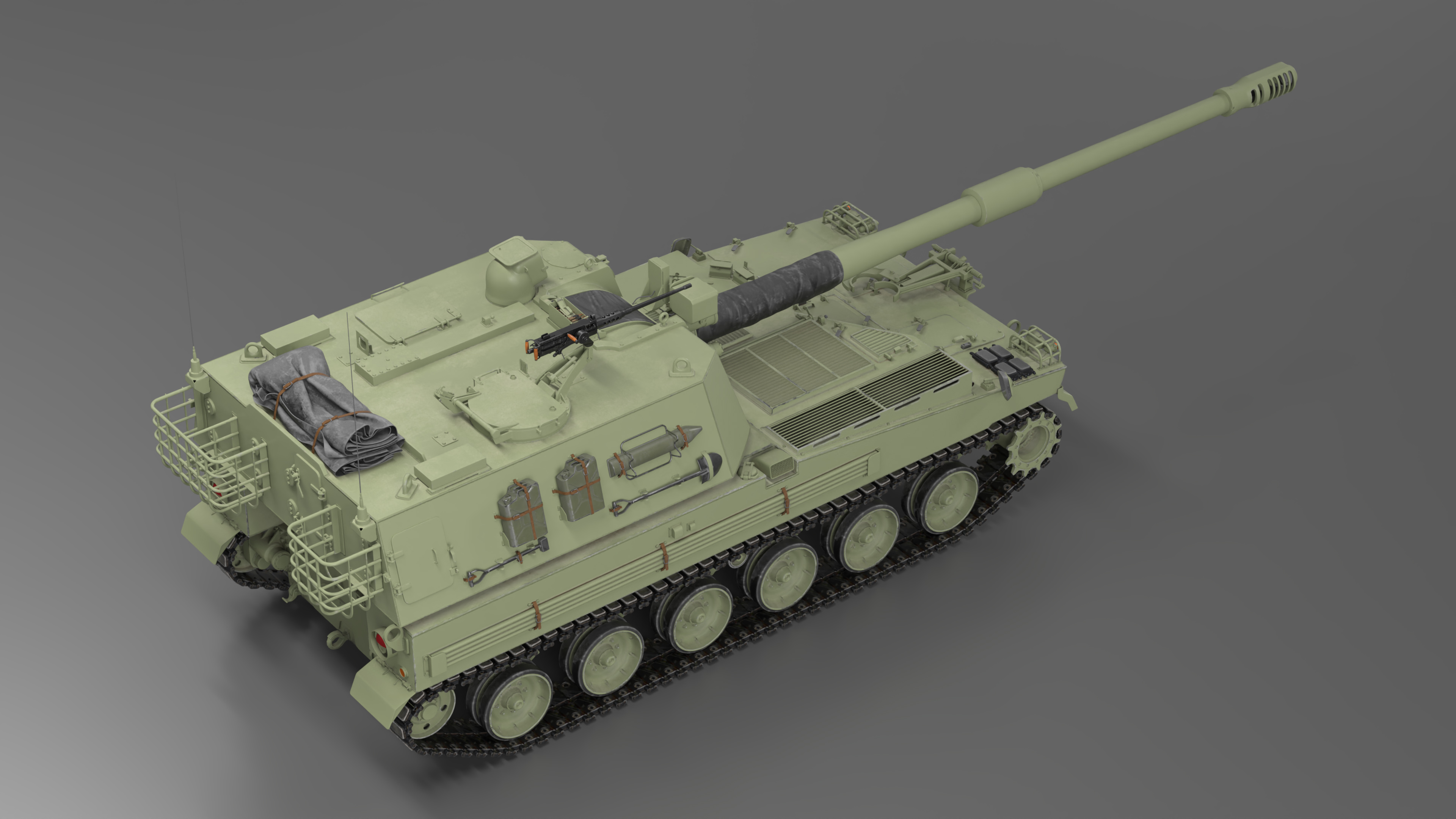 Self Propelled Artillery System Rigged for Cinema 4D 3D