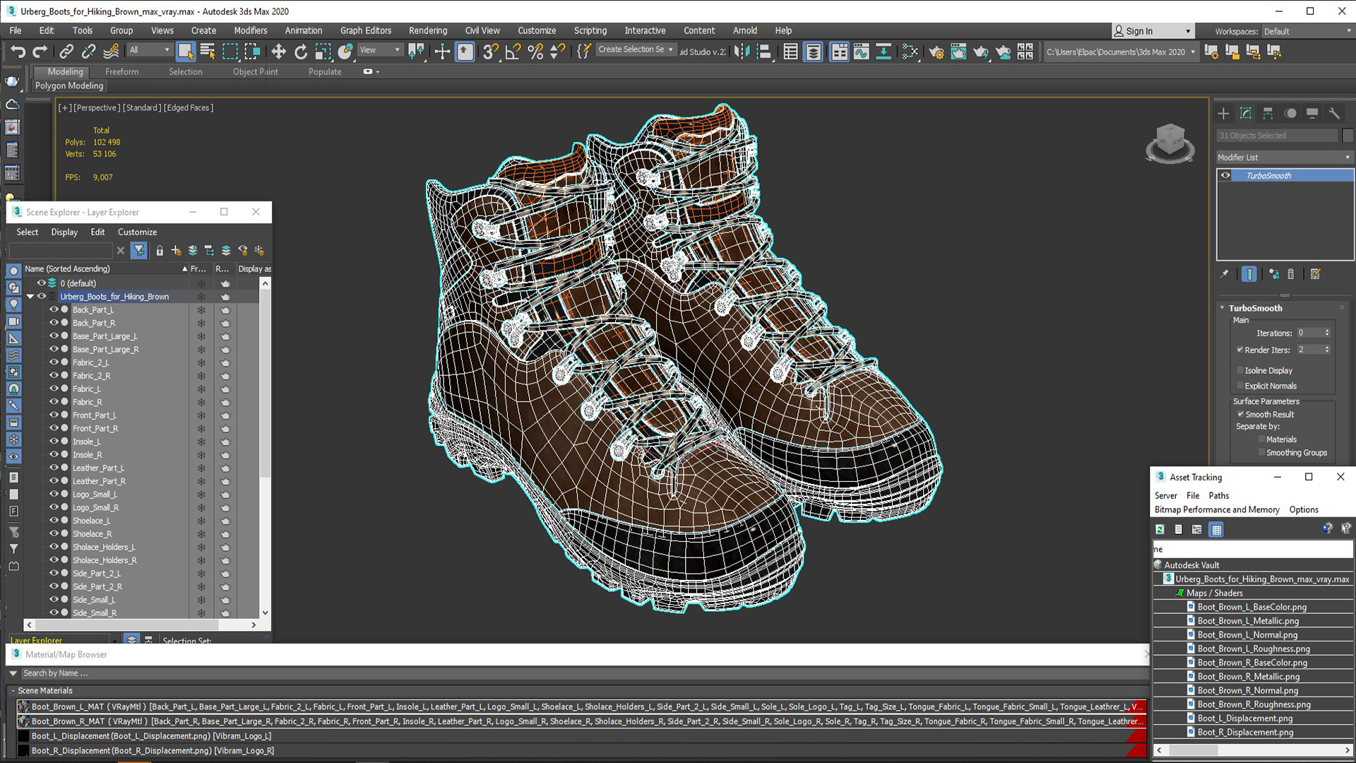 Urberg Boots for Hiking Brown 3D model