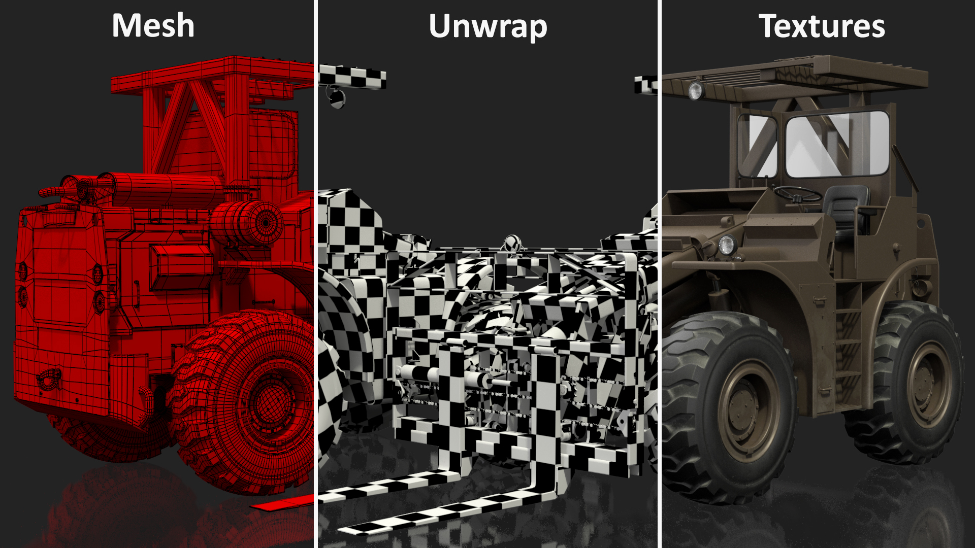 Military Forklift Rigged 3D model