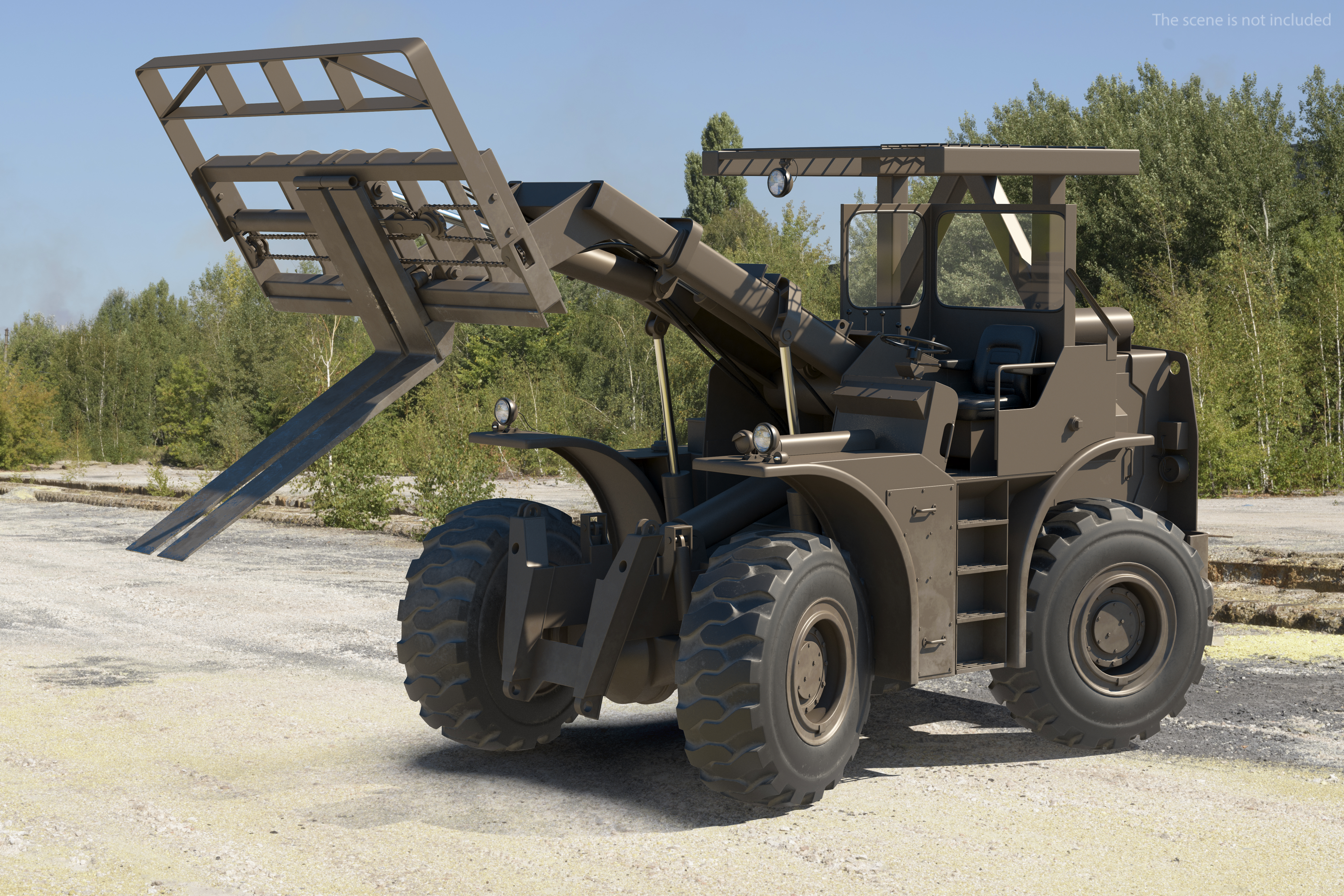 Military Forklift Rigged 3D model