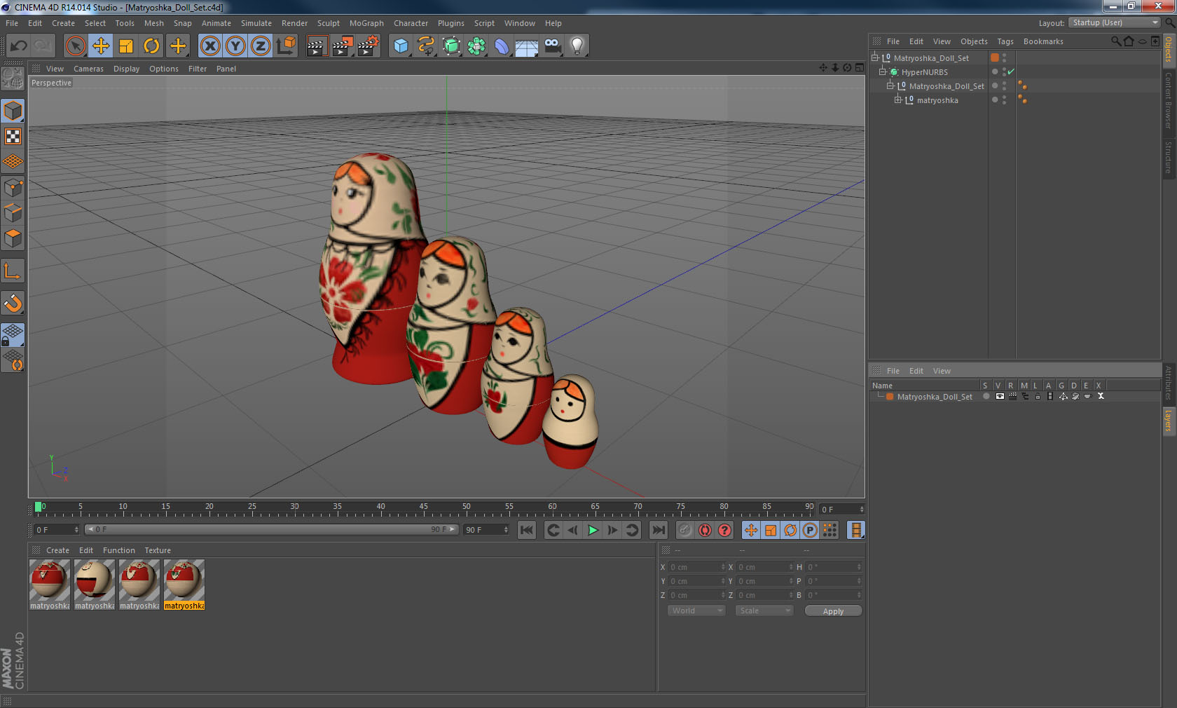 Matryoshka Doll Set 3D model