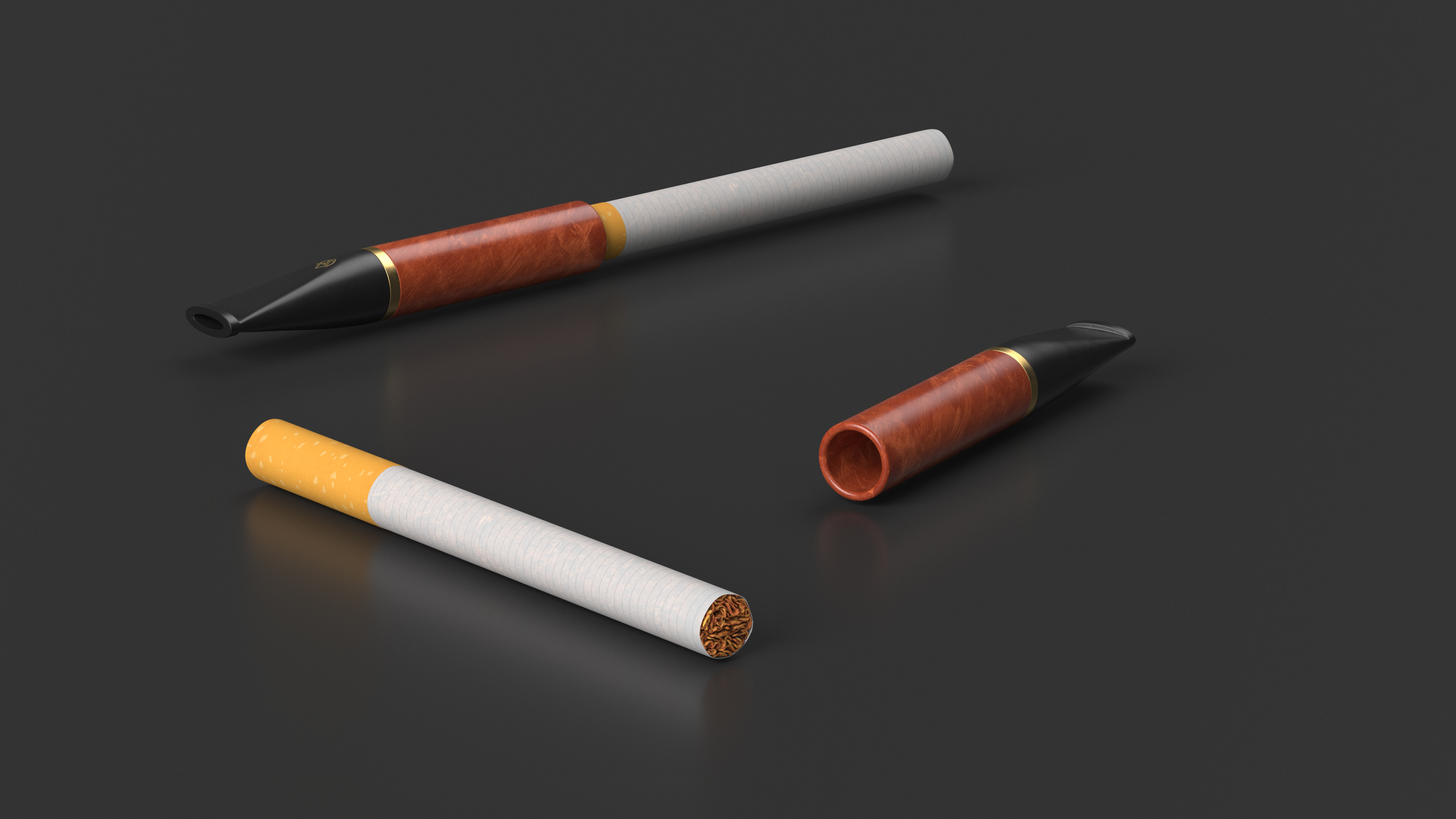 Vintage Cigarette Holder with Cigarette 3D model