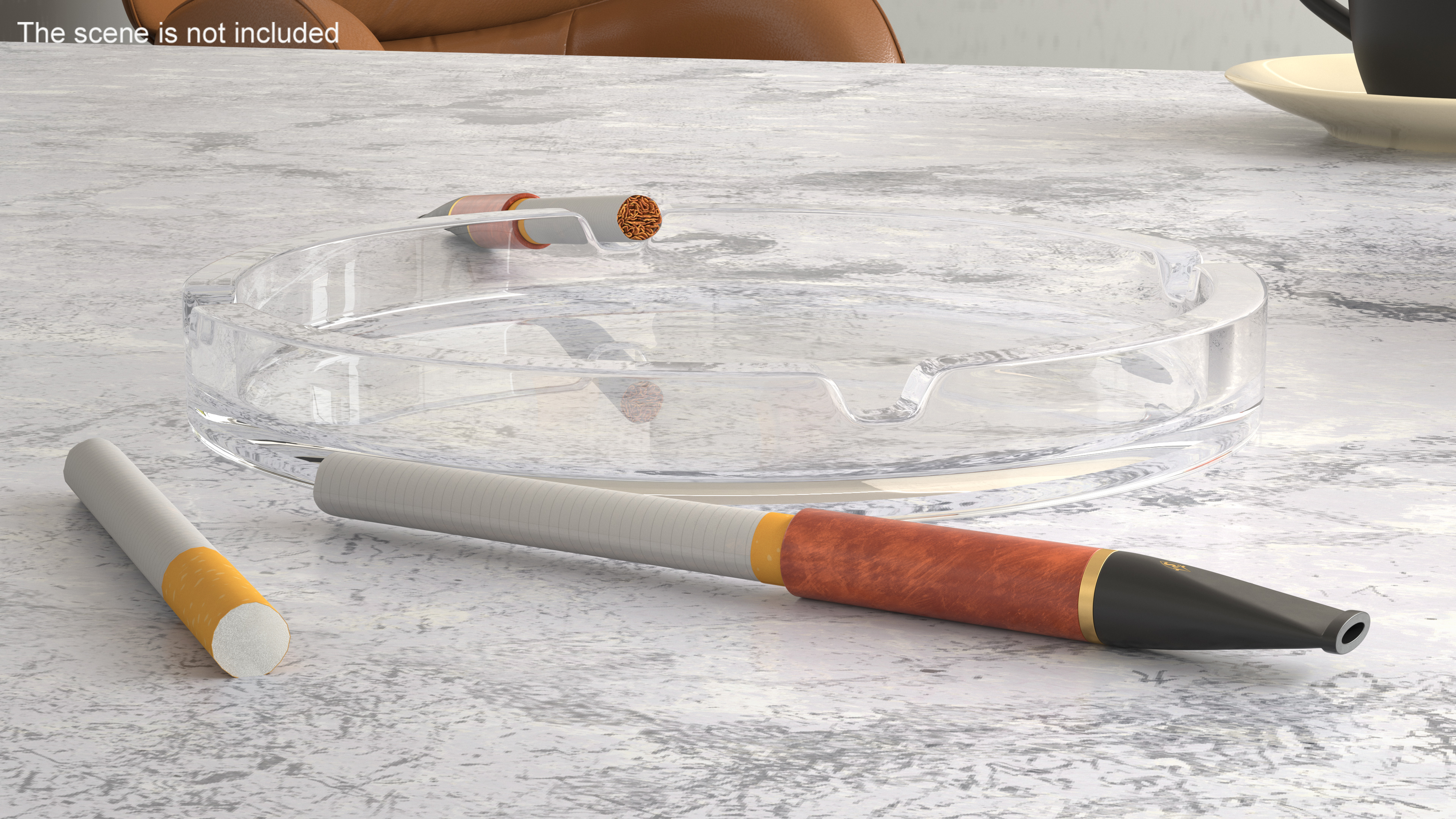 Vintage Cigarette Holder with Cigarette 3D model