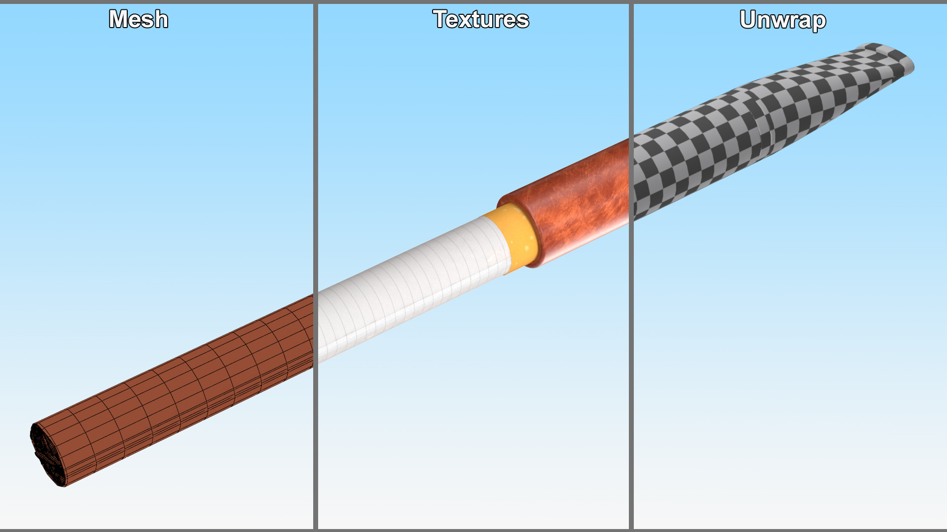 Vintage Cigarette Holder with Cigarette 3D model
