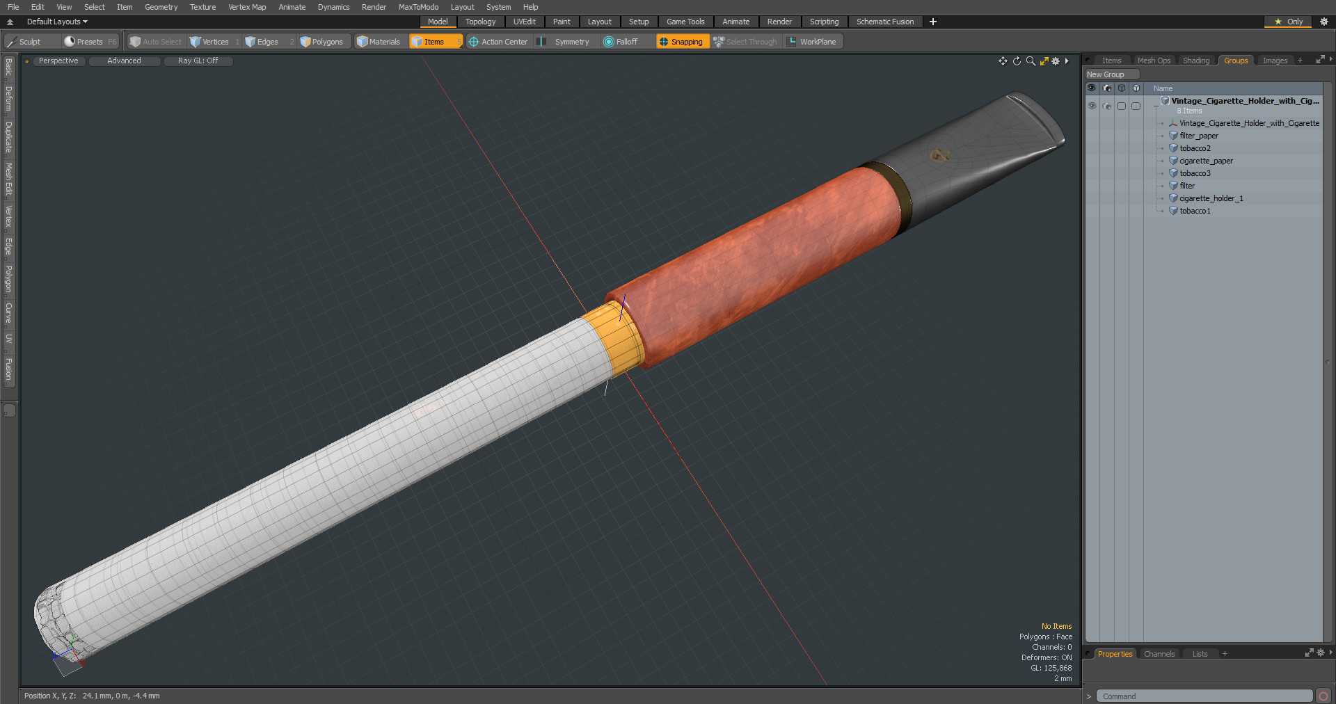 Vintage Cigarette Holder with Cigarette 3D model