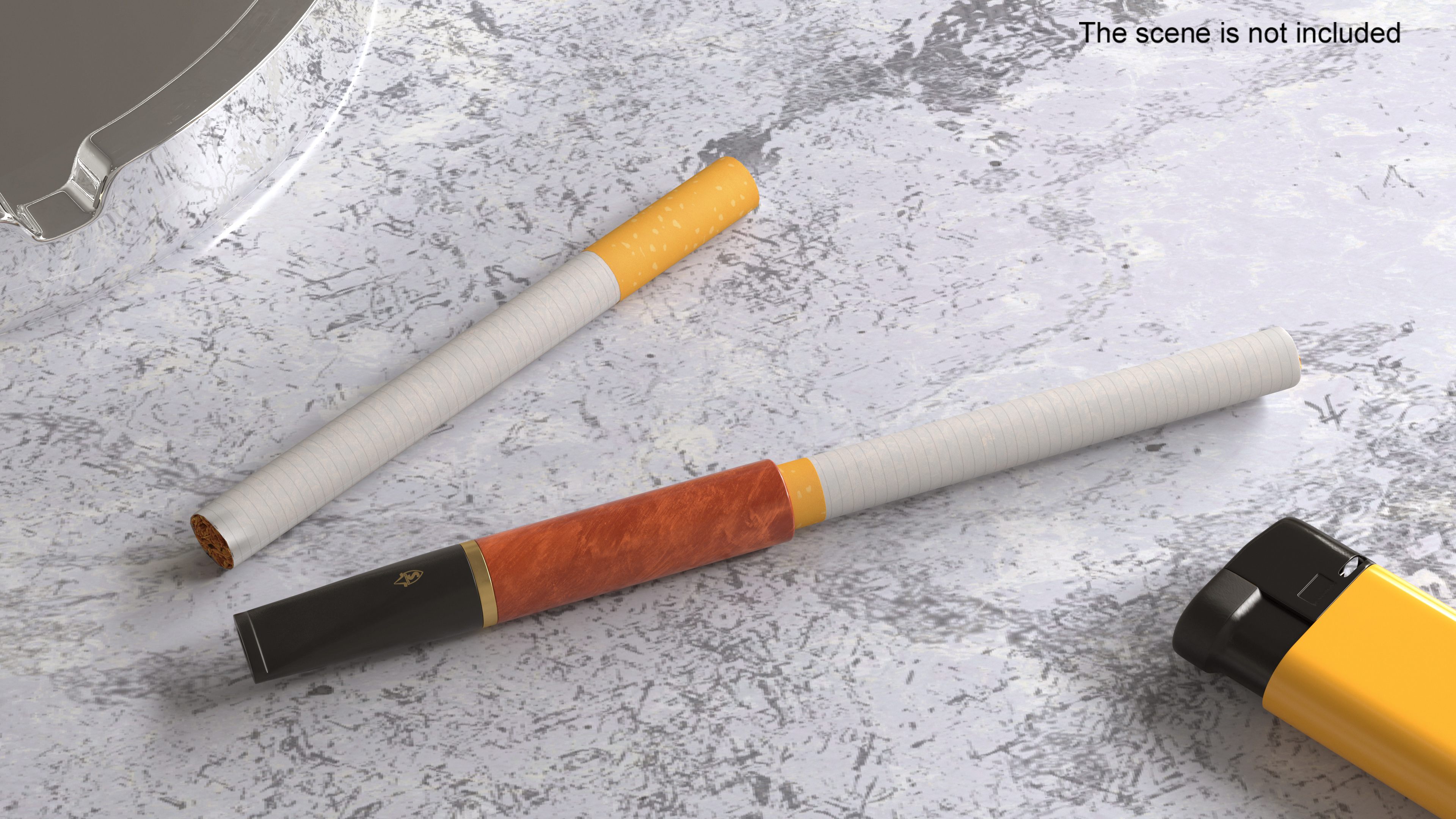 Vintage Cigarette Holder with Cigarette 3D model