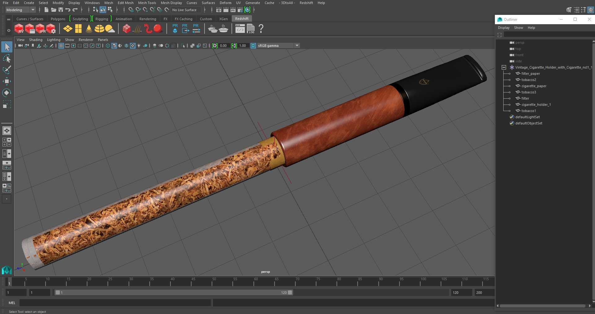 Vintage Cigarette Holder with Cigarette 3D model