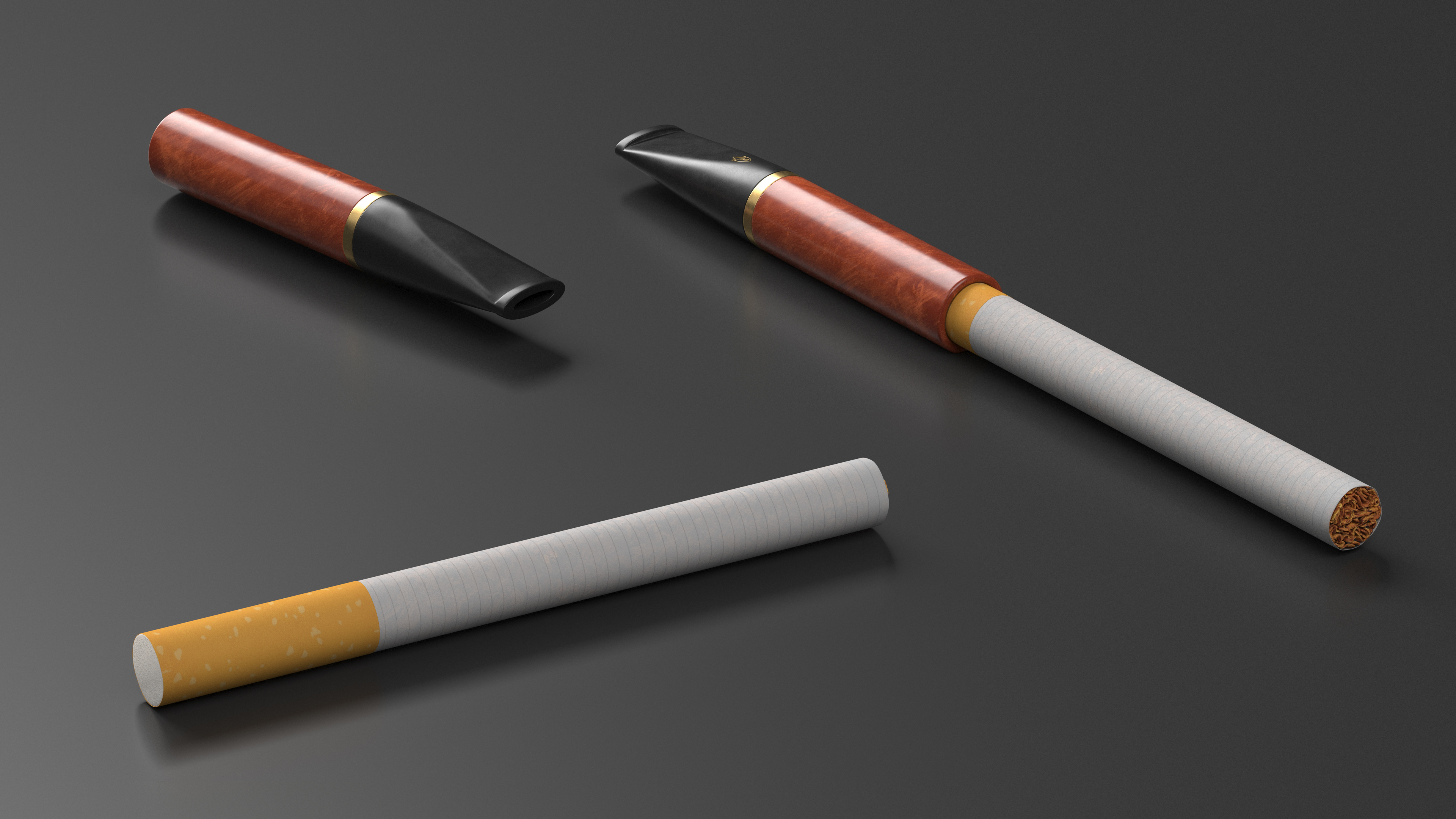 Vintage Cigarette Holder with Cigarette 3D model