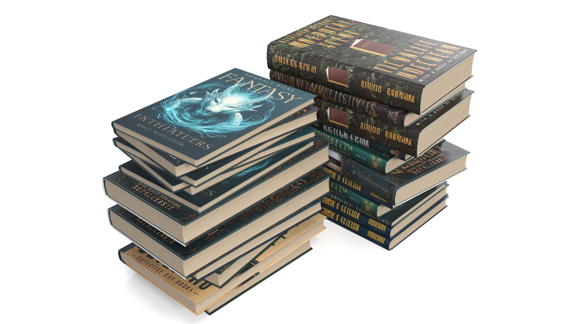 3D Detective Books Stack