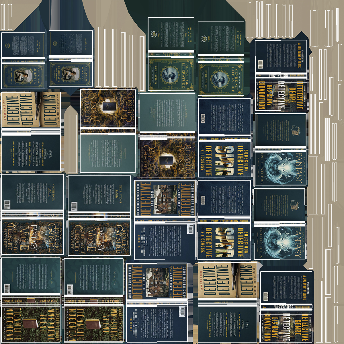 3D Detective Books Stack