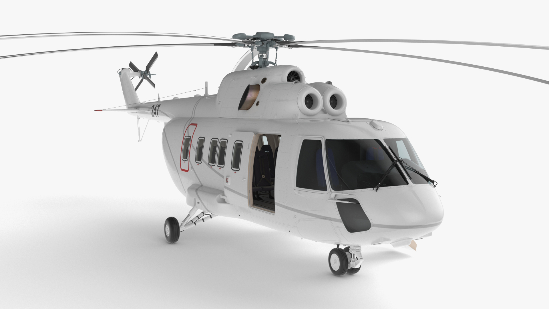 Helicopter MI-171 A3 White Rigged for Maya 3D
