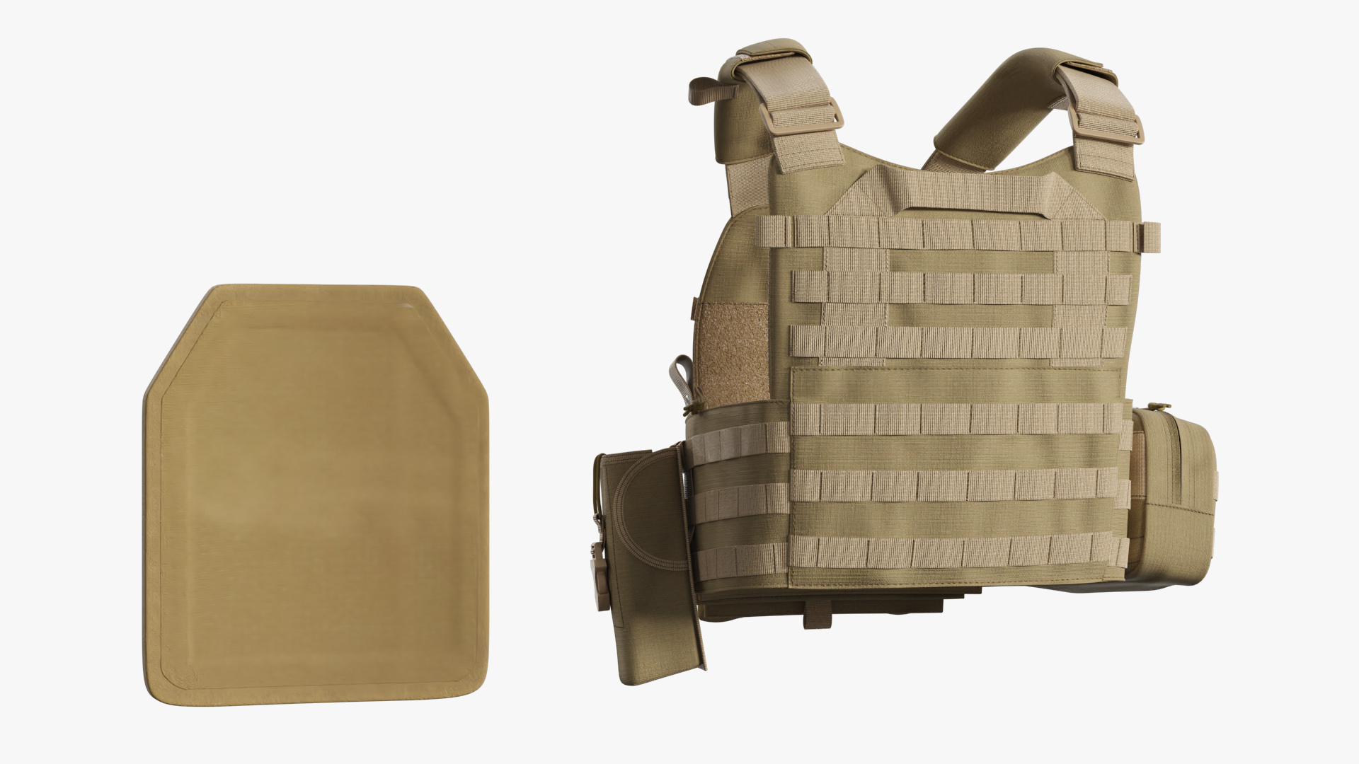 Ballistic Vest with Armor Plate and Pouch, view 4