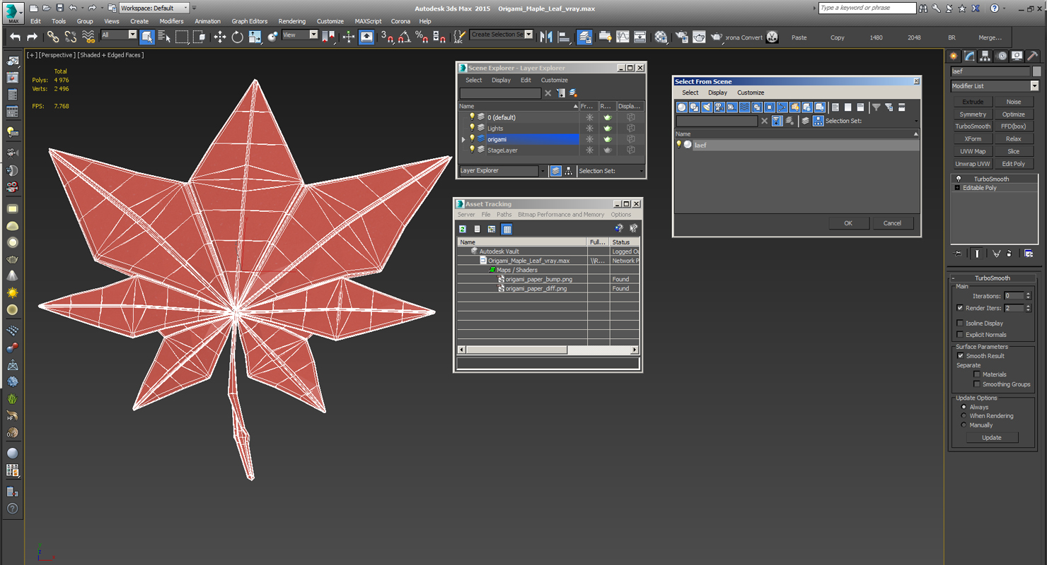 3D Origami Maple Leaf model