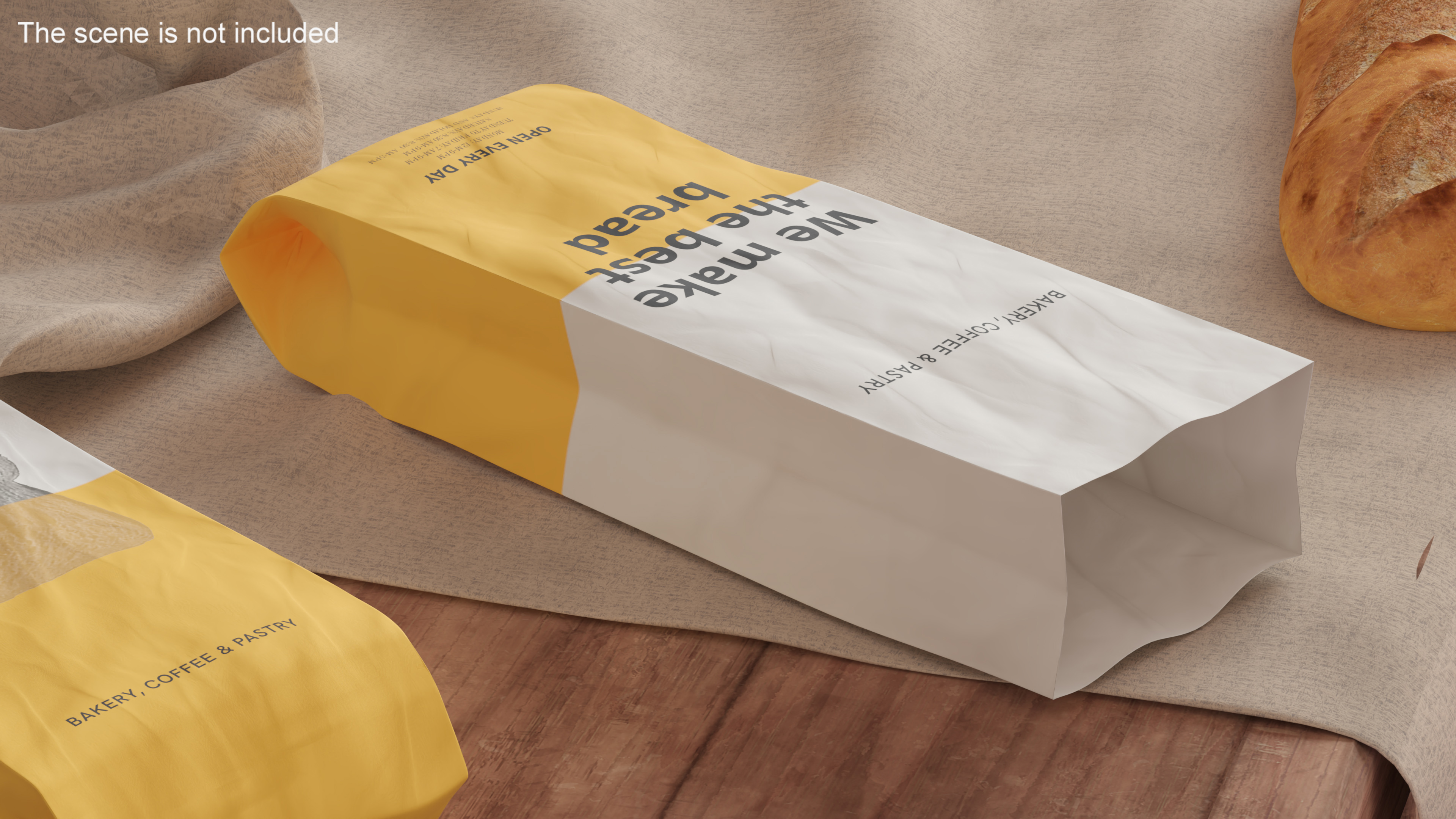 Paper Bread Bag White Empty 3D