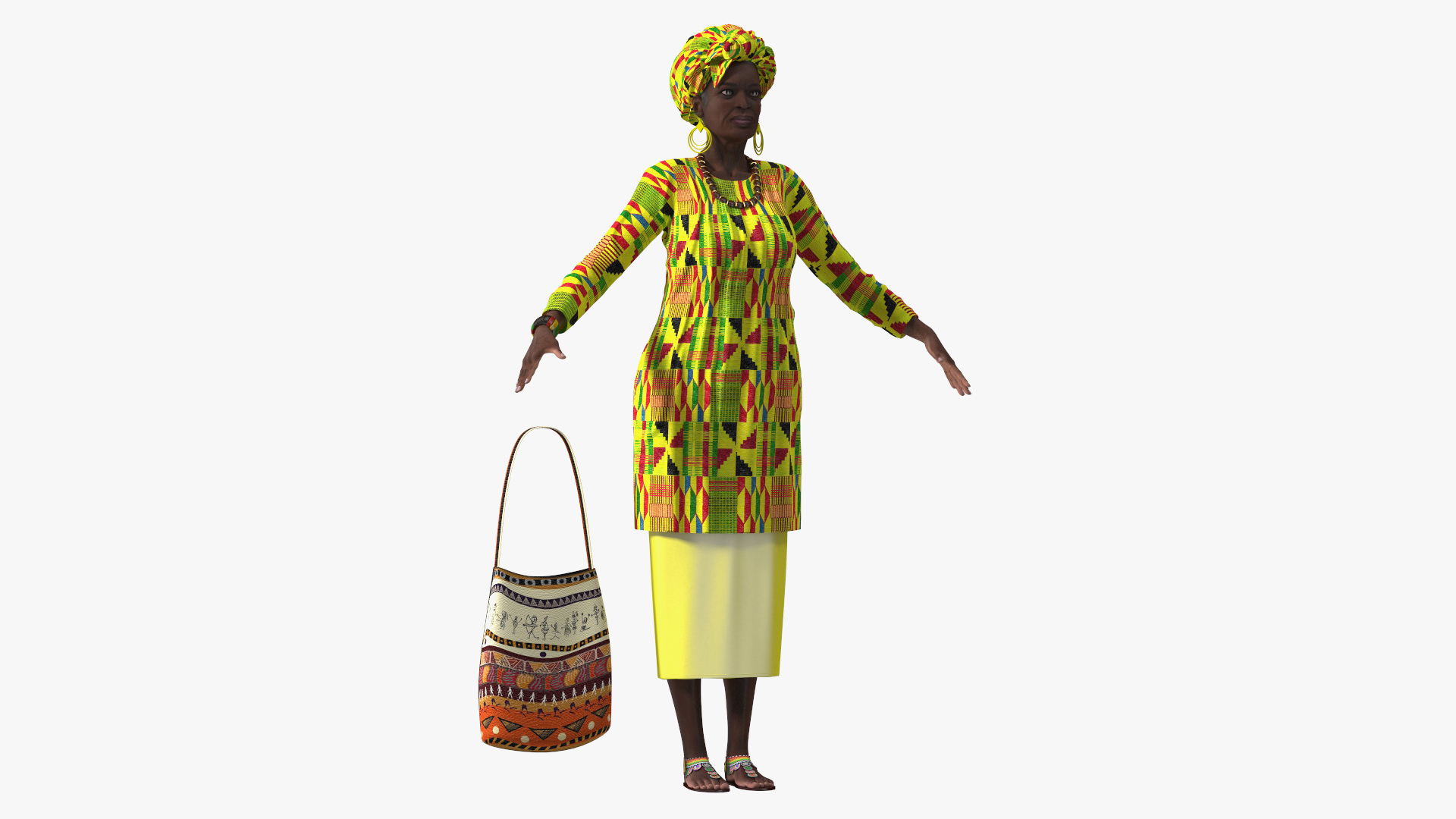 African Woman Wearing Traditional Clothes Rigged for Modo 3D