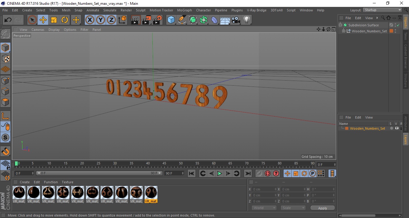 3D Wooden Numbers Set model