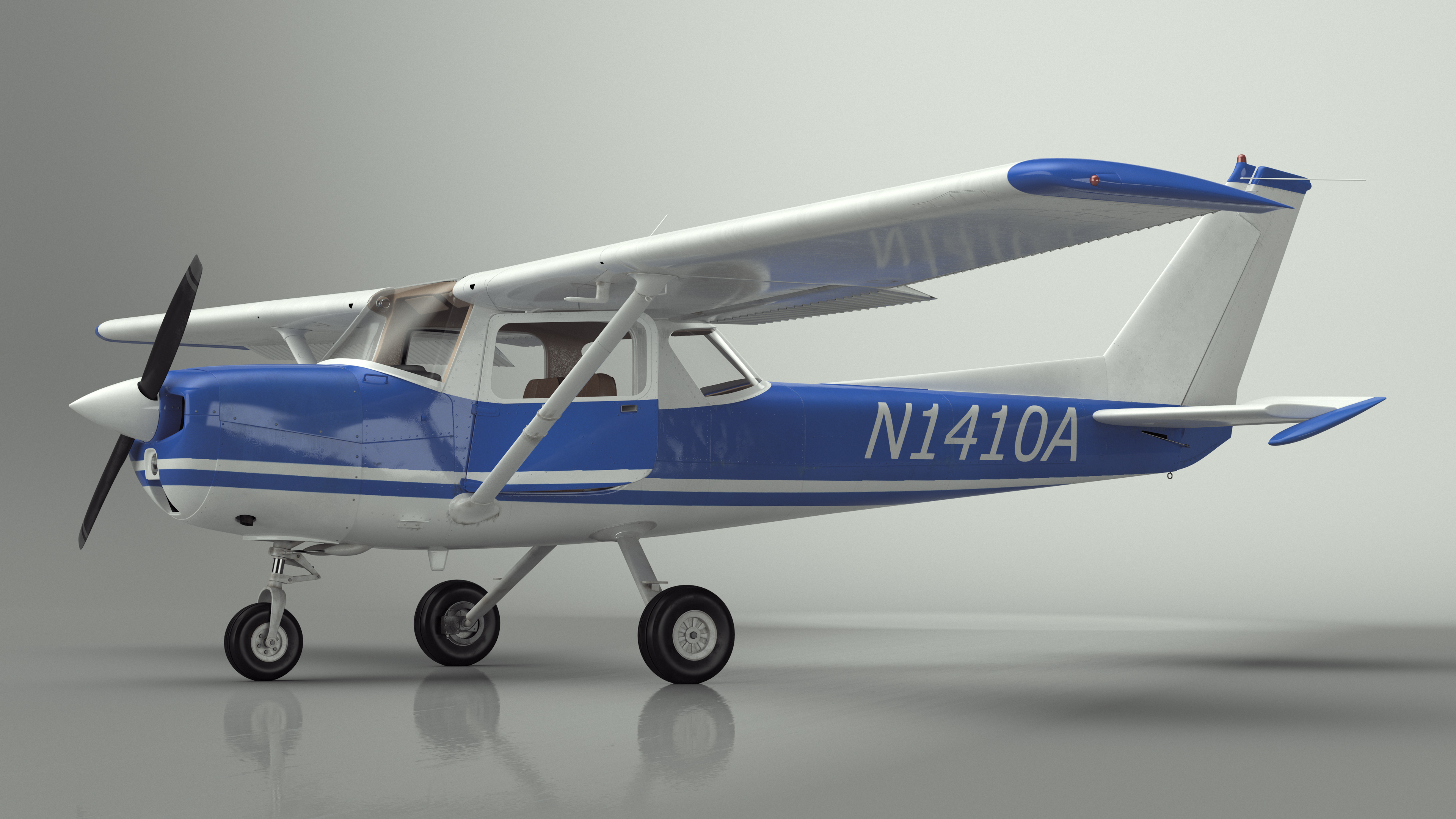 Single Engine Propeller Aircraft Cessna 150 Rigged for Maya 3D model