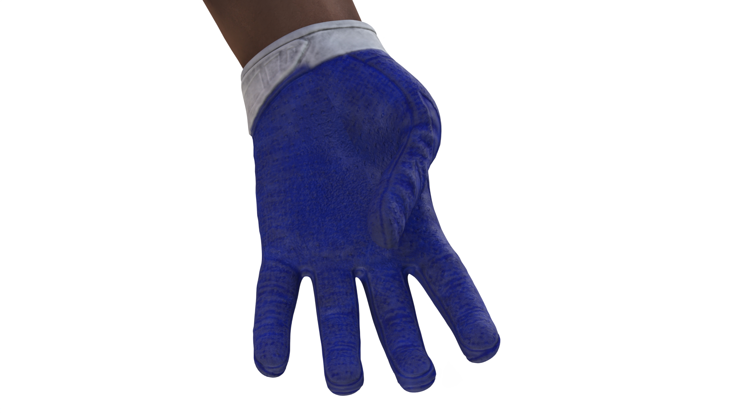 Black Man American Football Player Crouching Blue Uniform 3D