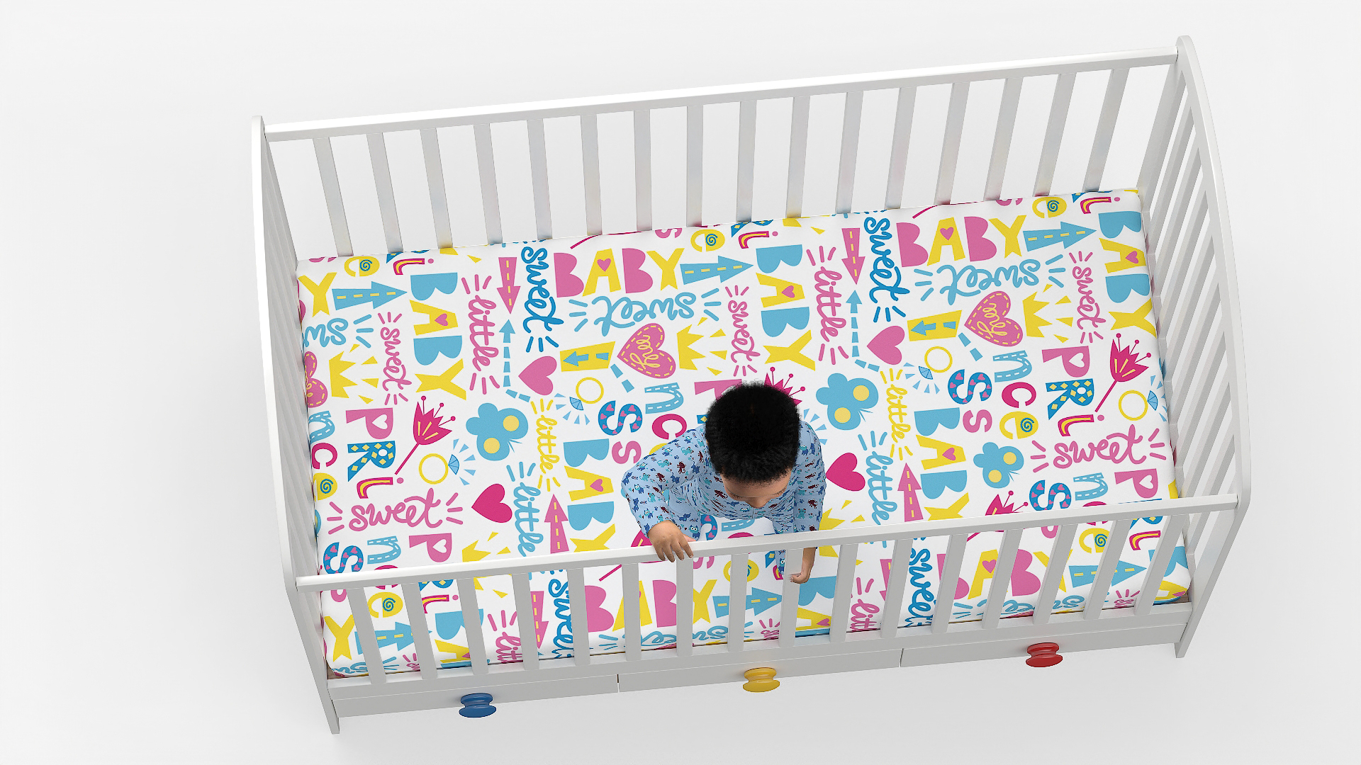 3D model African Toddler Boy in Bed Standing