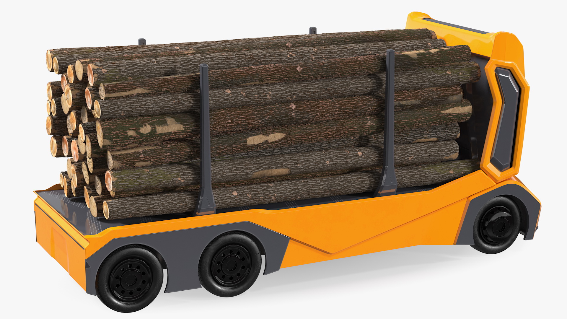 3D Self Driving Logging Truck Rigged model