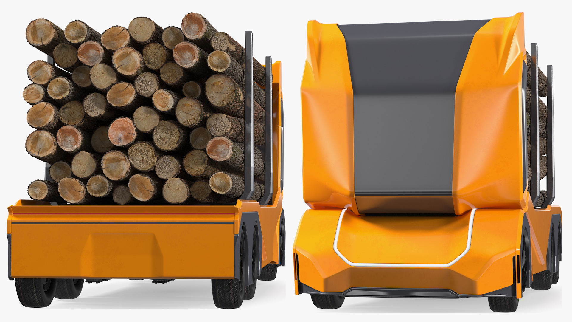3D Self Driving Logging Truck Rigged model
