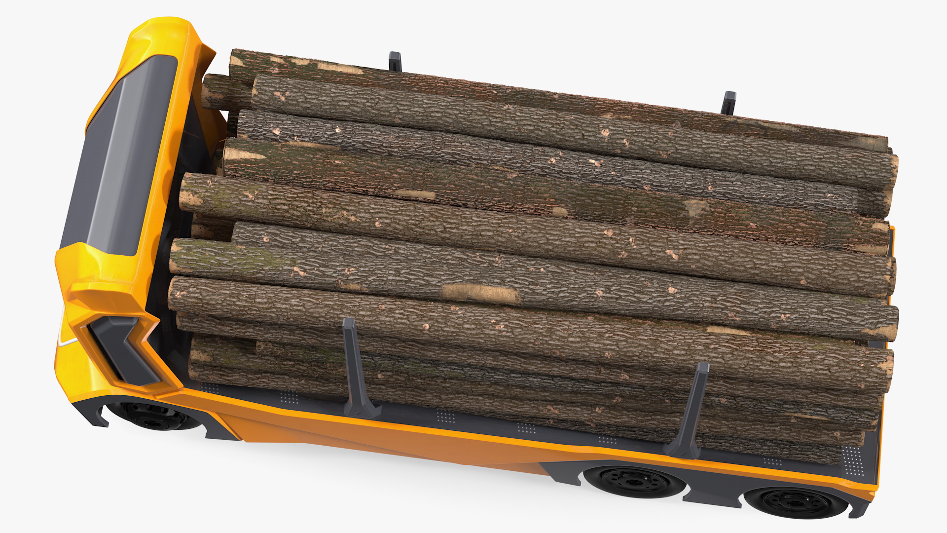 3D Self Driving Logging Truck Rigged model