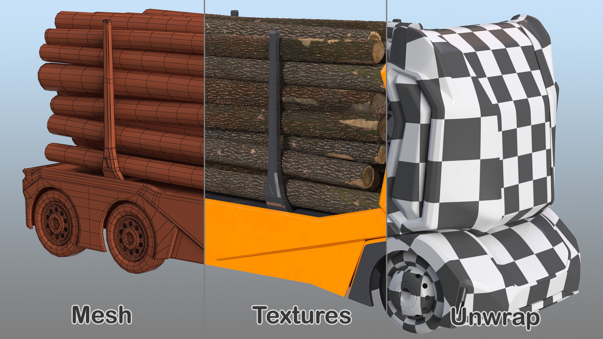 3D Self Driving Logging Truck Rigged model