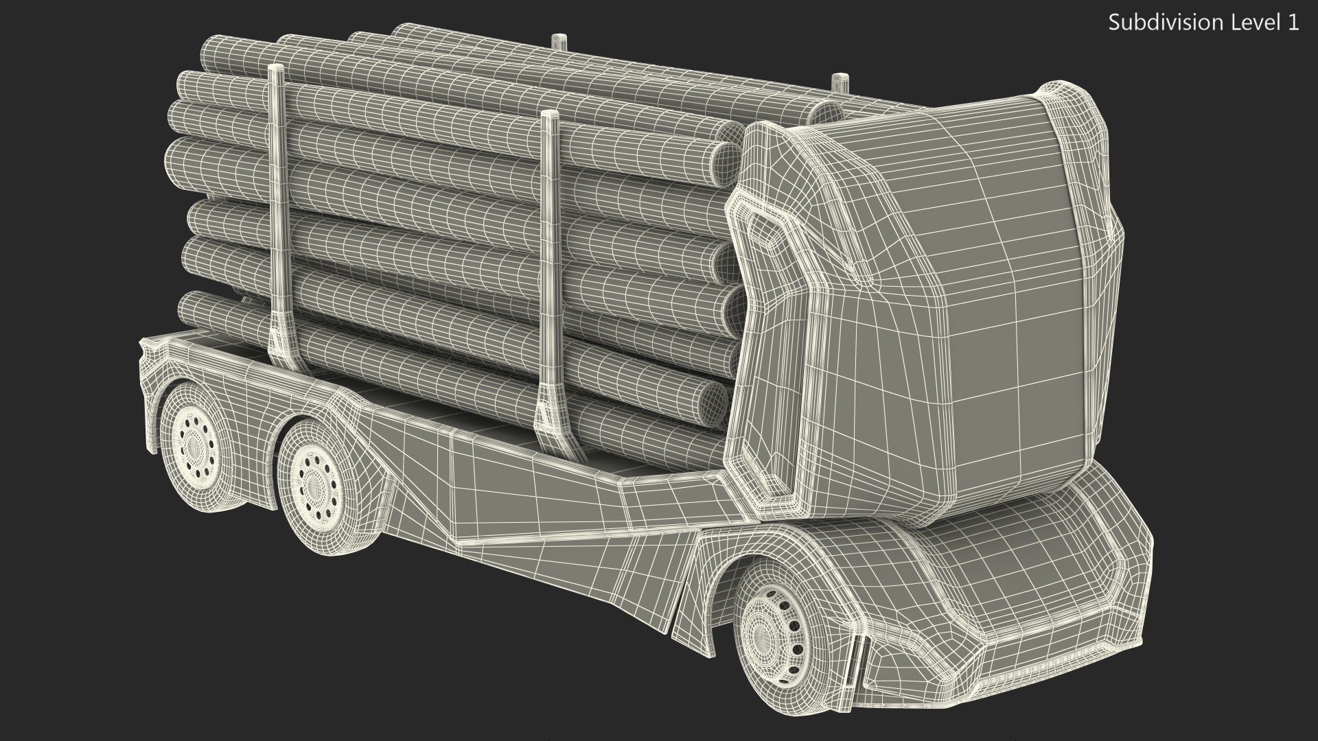 3D Self Driving Logging Truck Rigged model