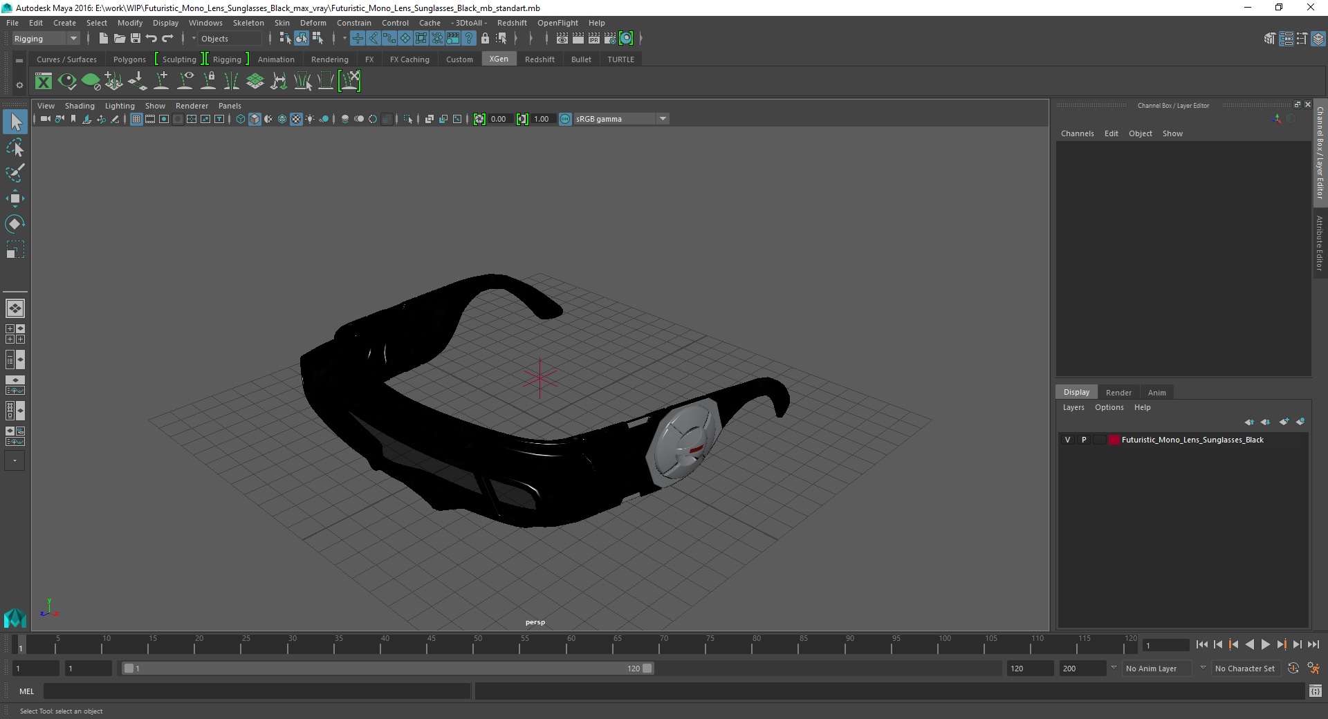Futuristic Mono Lens Sunglasses Black 3D