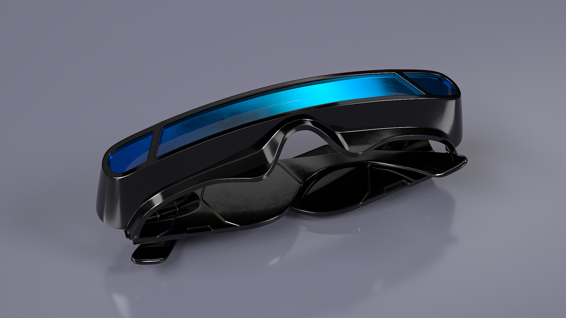 Futuristic Mono Lens Sunglasses Black 3D