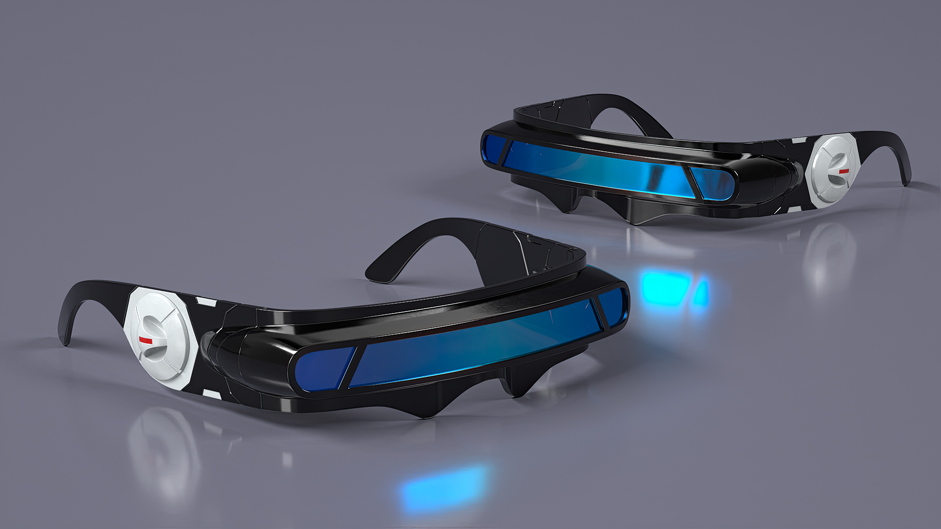 Futuristic Mono Lens Sunglasses Black 3D