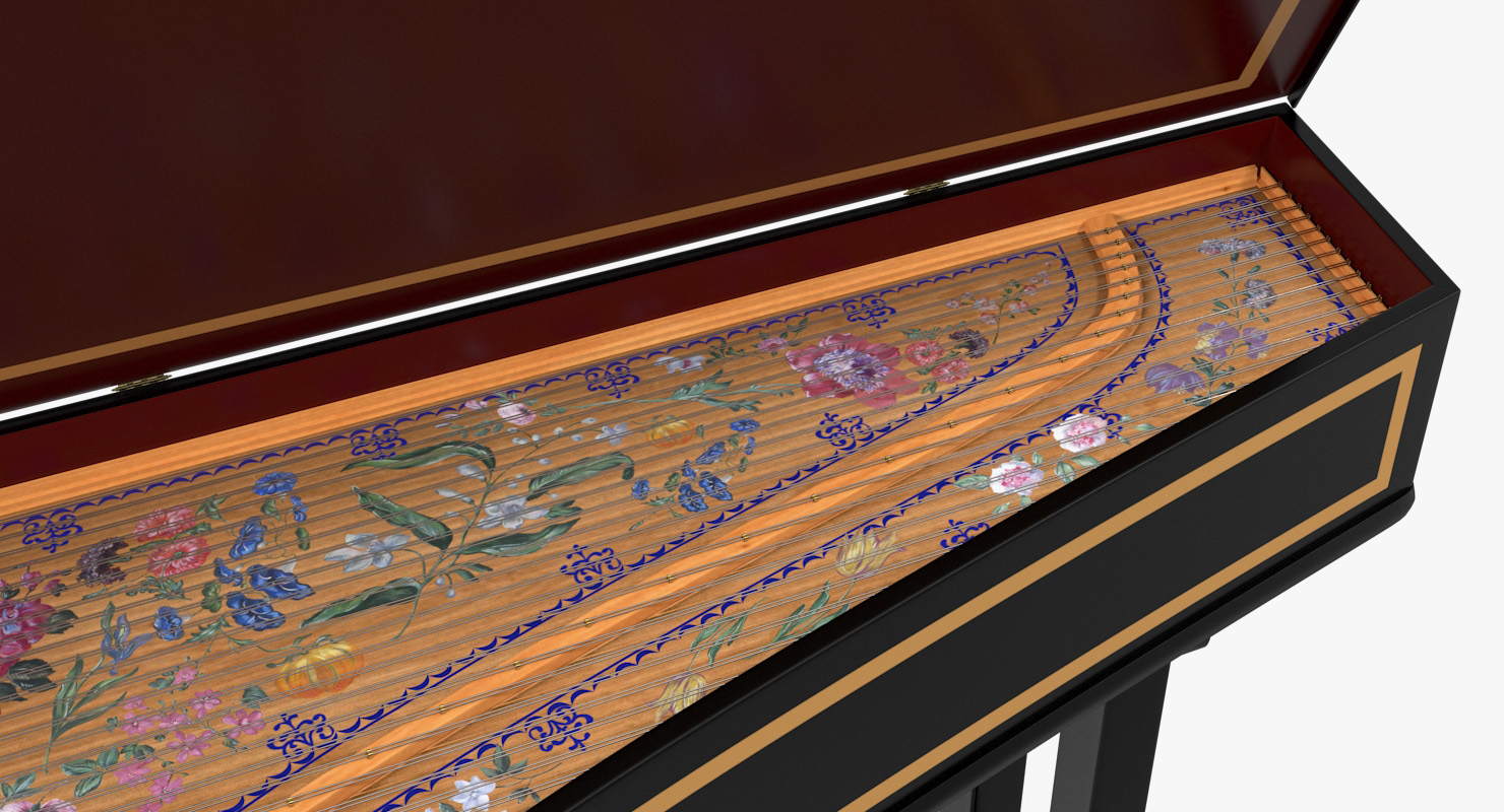 3D Classic Harpsichord Keyboard model
