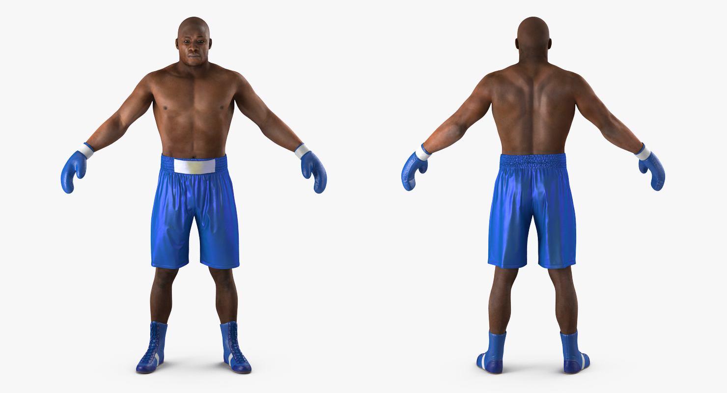 3D African American Boxer 2 Rigged
