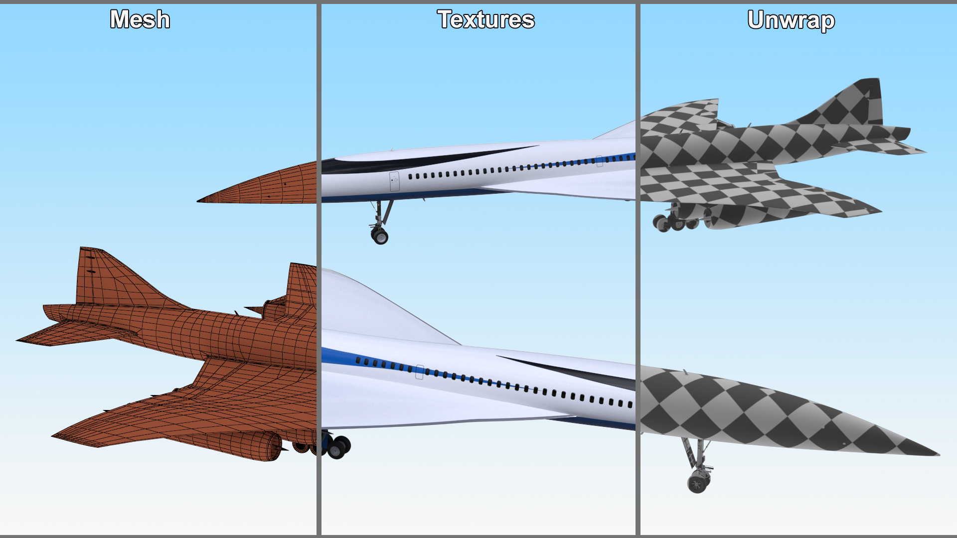 Supersonic Passenger Jet Generic Rigged 3D model
