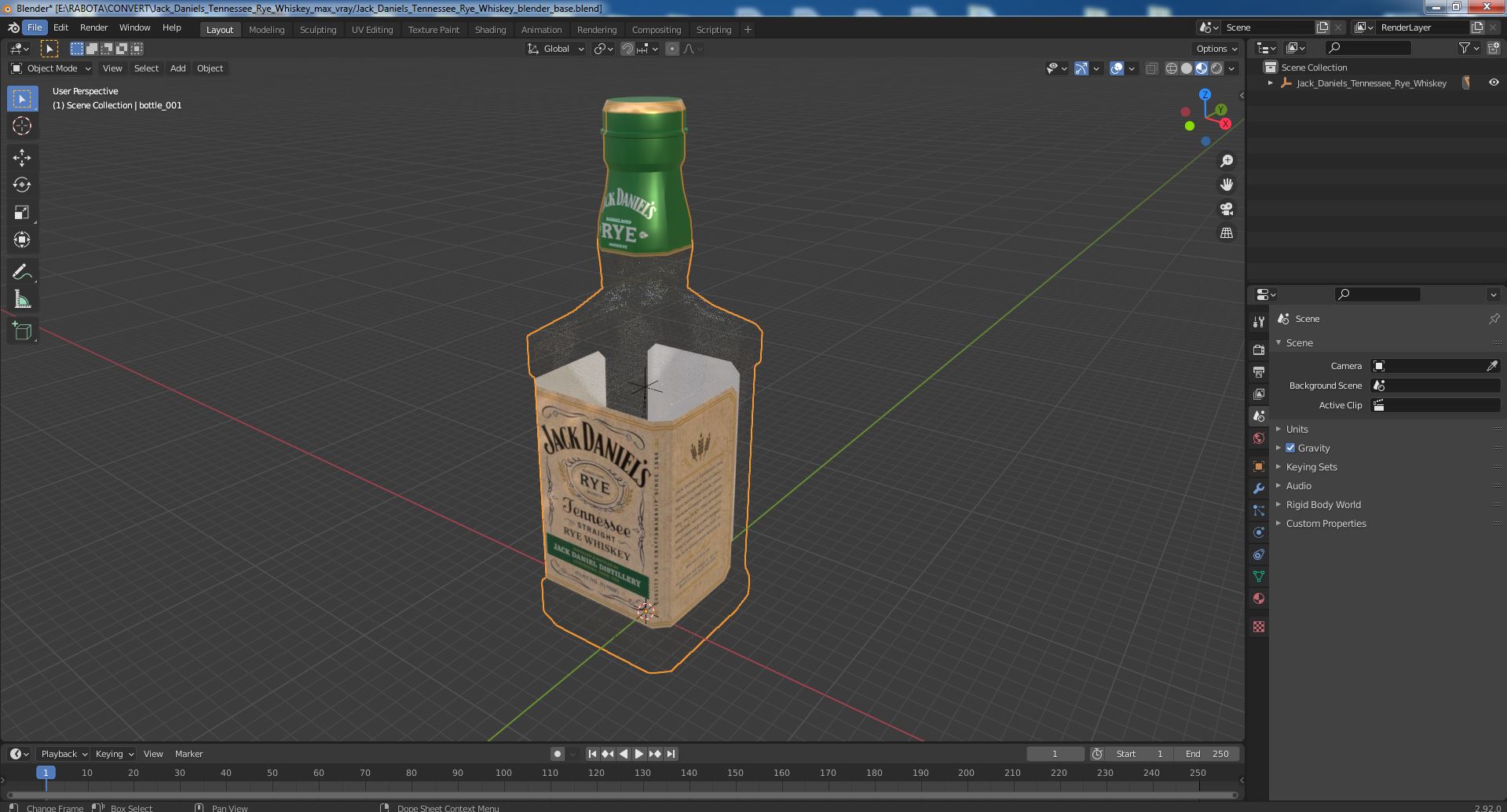 Jack Daniels Tennessee Rye Whiskey 3D model