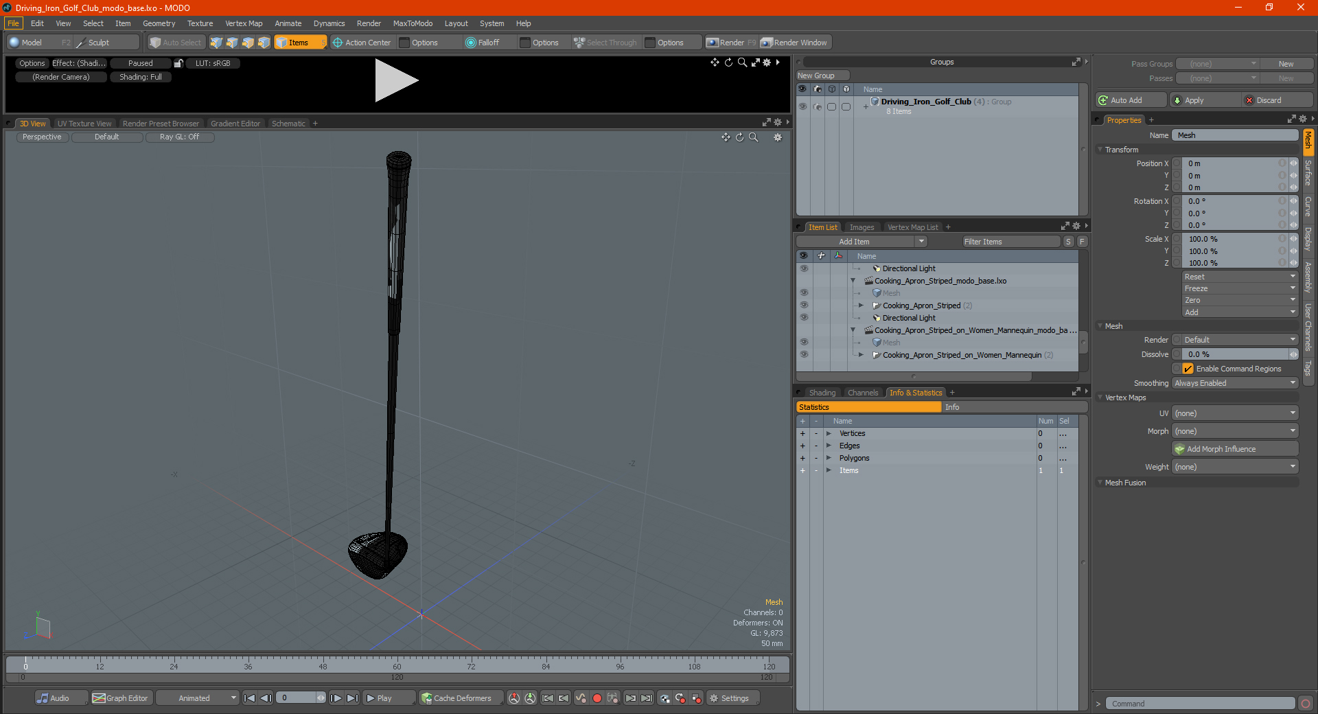 Driving Iron Golf Club 3D