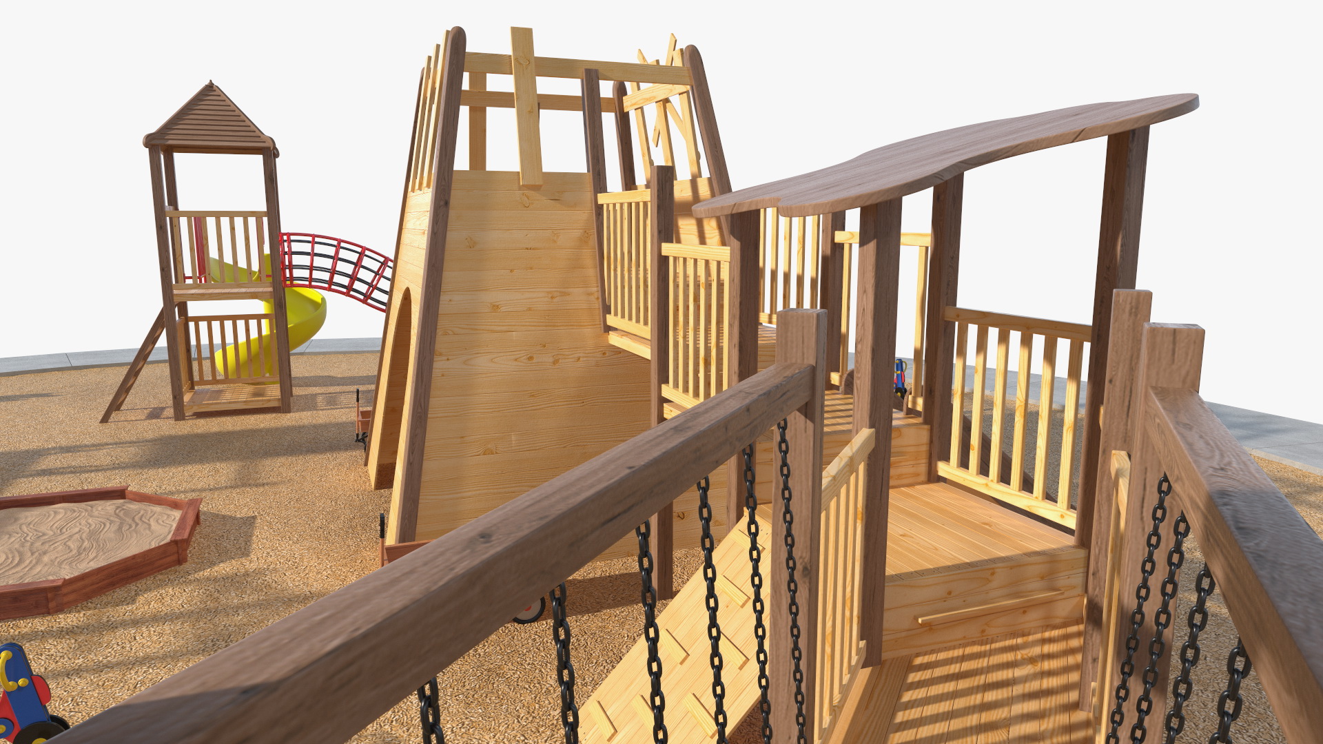 3D Equipped Childrens Wooden Playground