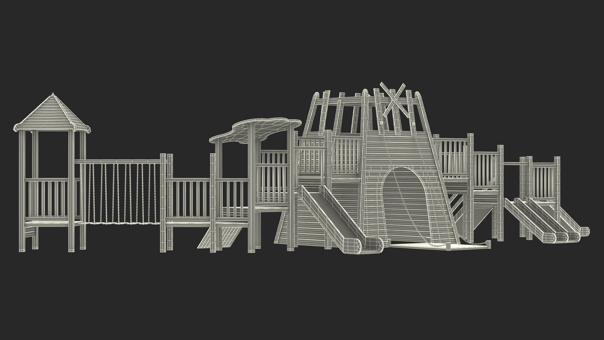 3D Equipped Childrens Wooden Playground