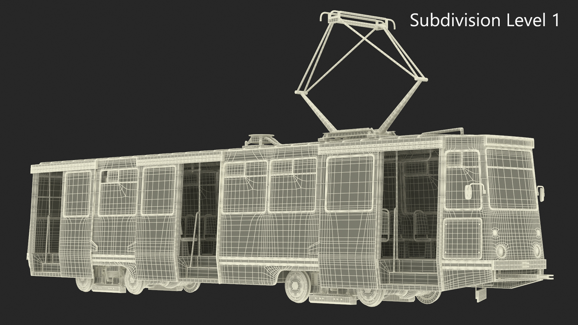 3D Retro Tram KTM-5 Old Rigged for Cinema 4D