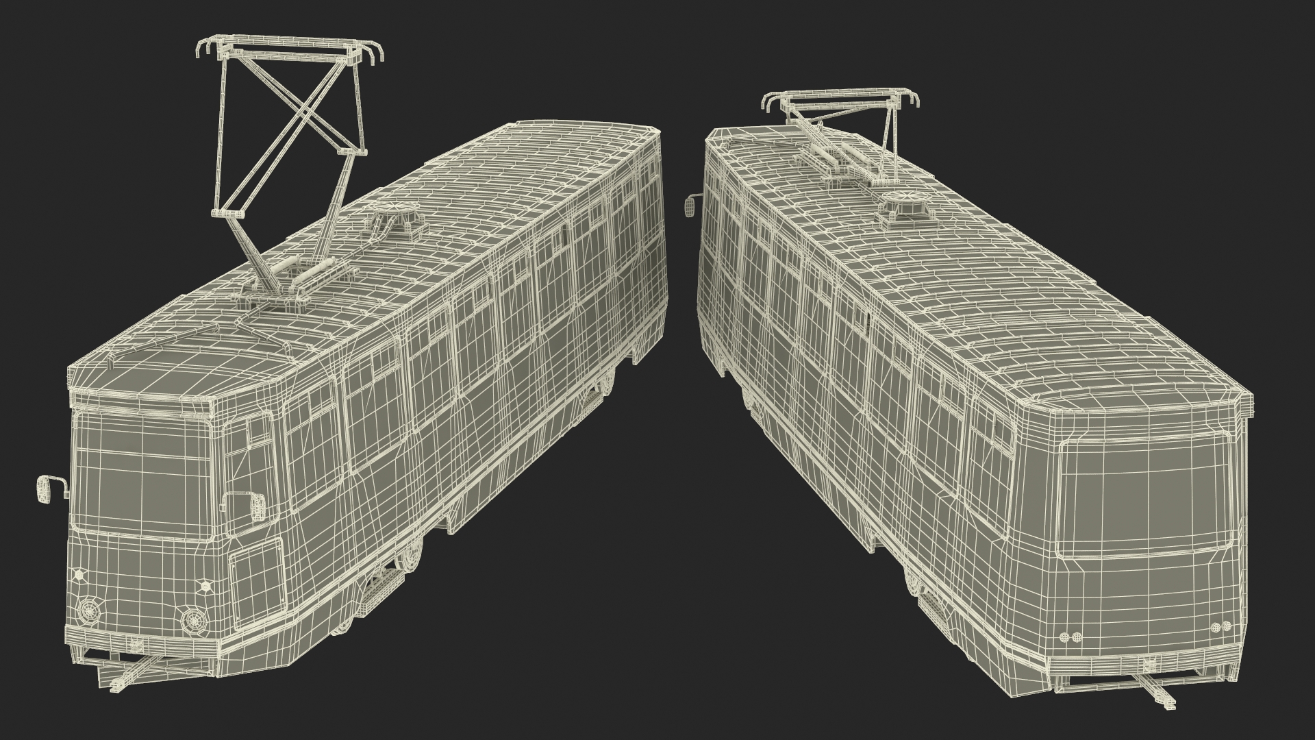 3D Retro Tram KTM-5 Old Rigged for Cinema 4D
