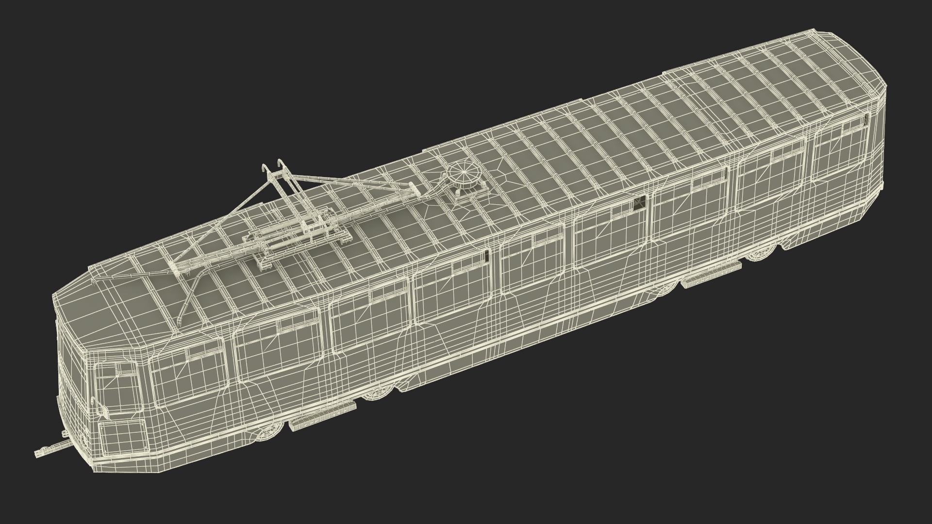 3D Retro Tram KTM-5 Old Rigged for Cinema 4D