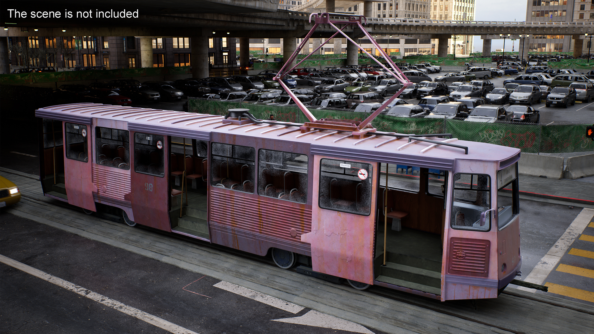 3D Retro Tram KTM-5 Old Rigged for Cinema 4D
