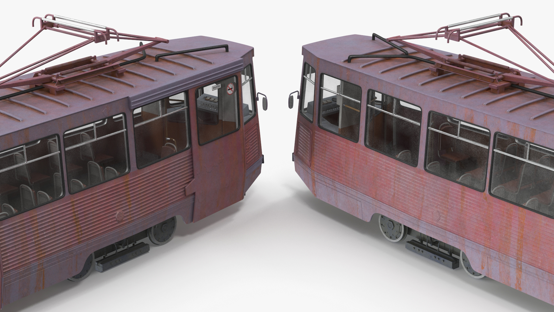 3D Retro Tram KTM-5 Old Rigged for Cinema 4D