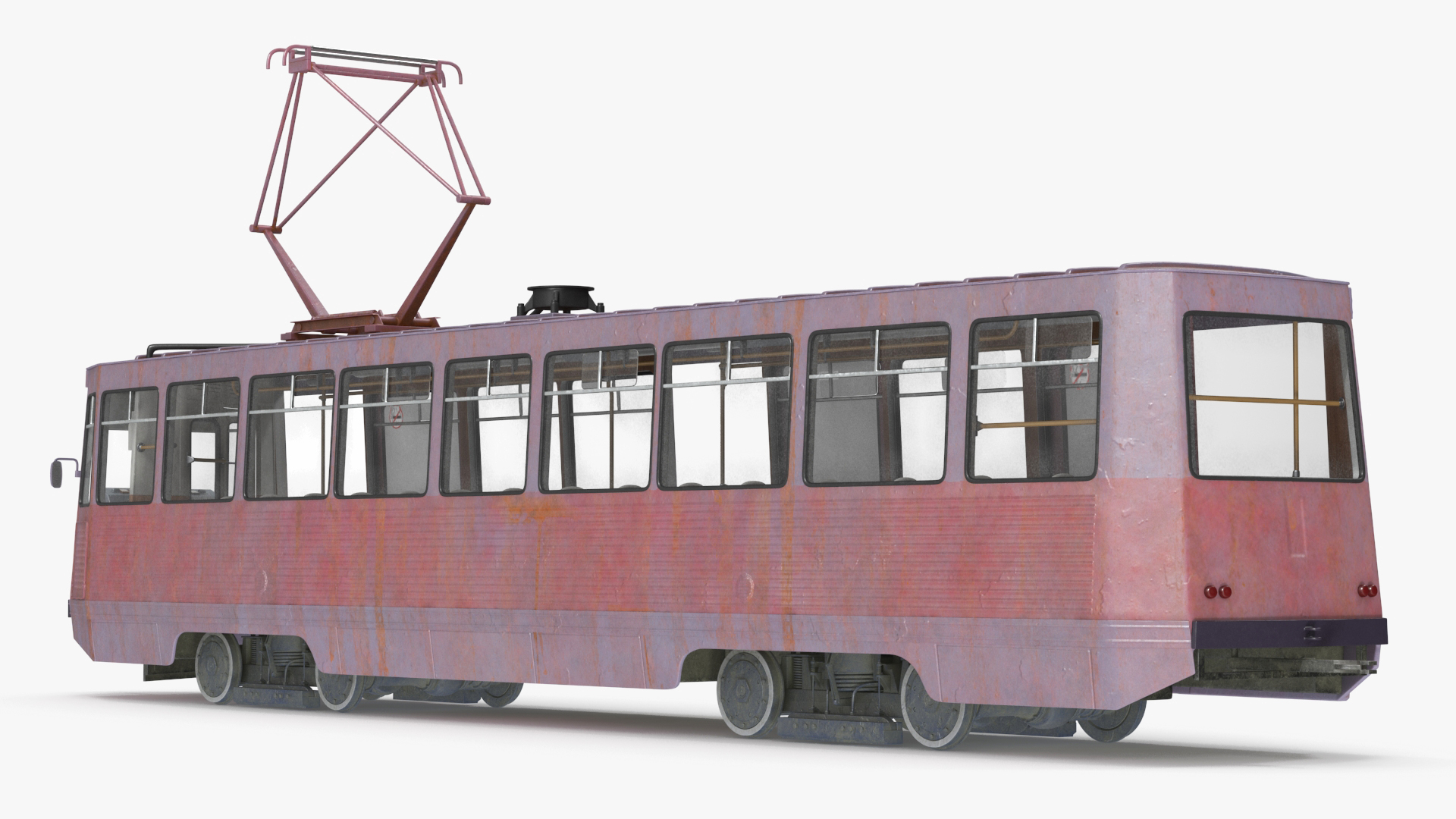 3D Retro Tram KTM-5 Old Rigged for Cinema 4D