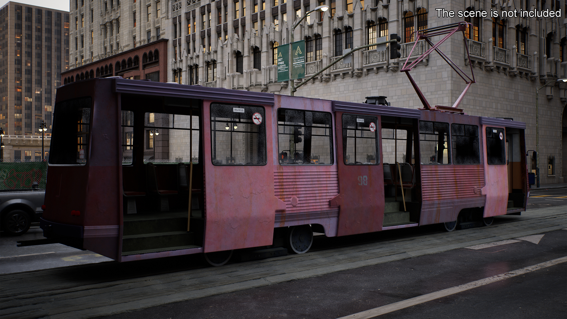 3D Retro Tram KTM-5 Old Rigged for Cinema 4D