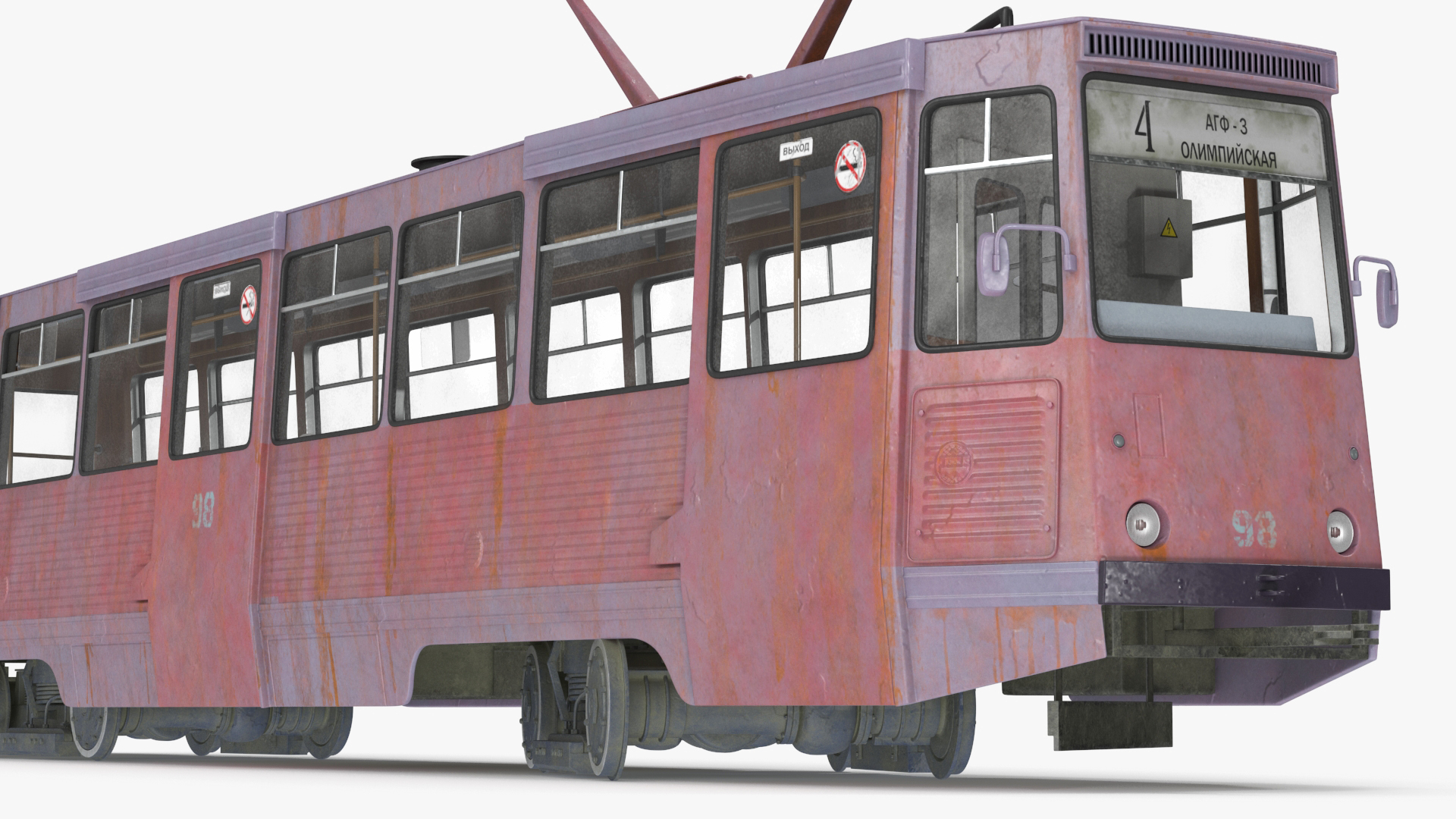 3D Retro Tram KTM-5 Old Rigged for Cinema 4D